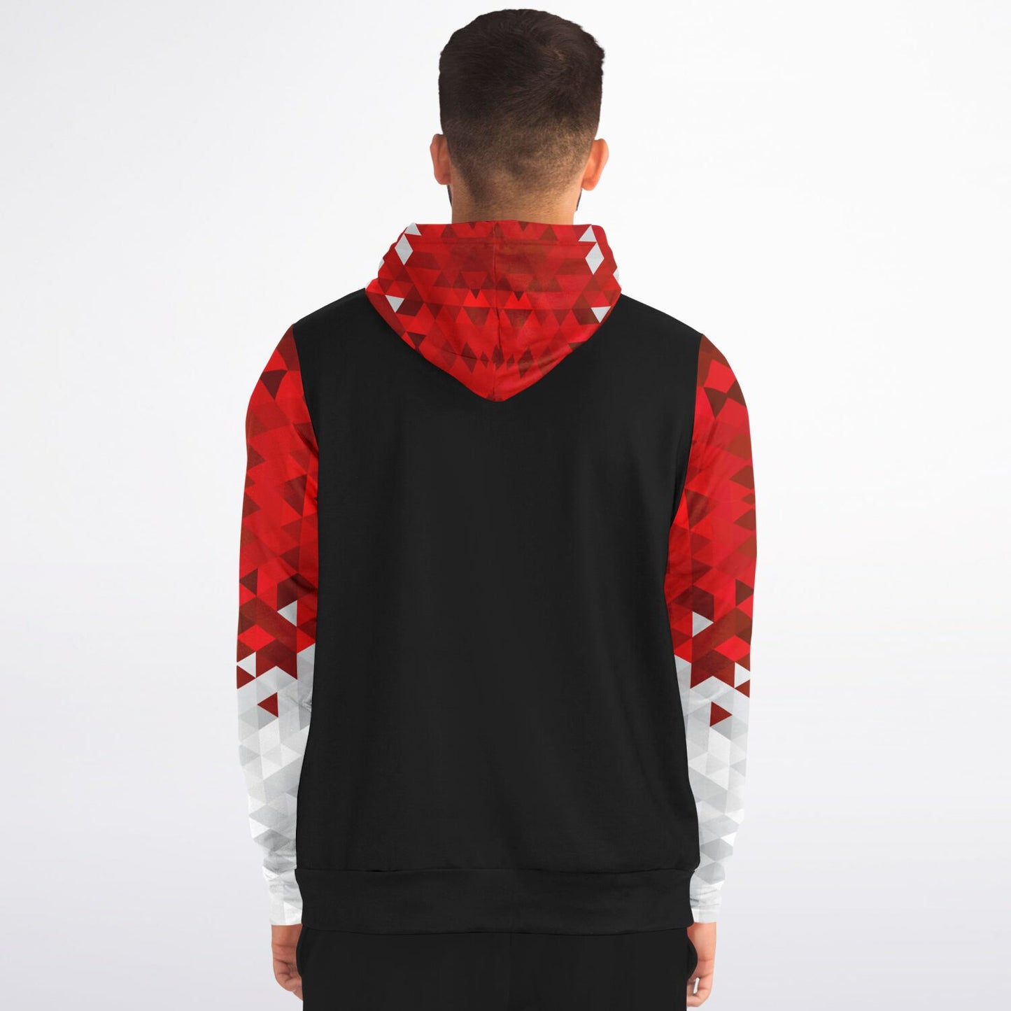 RN, Nurse Fashion Zip-Up Hoodie - Black, red text, with red, white, silver diamond sleeves