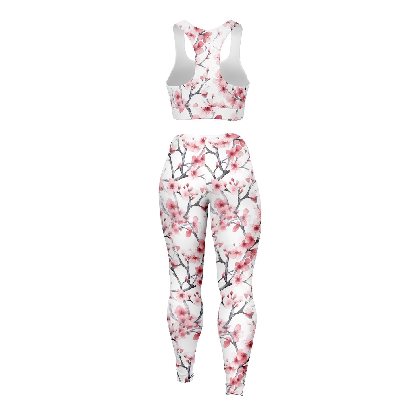 Pink Tree Blossom's Padded Sports Bra & Leggings - AOP