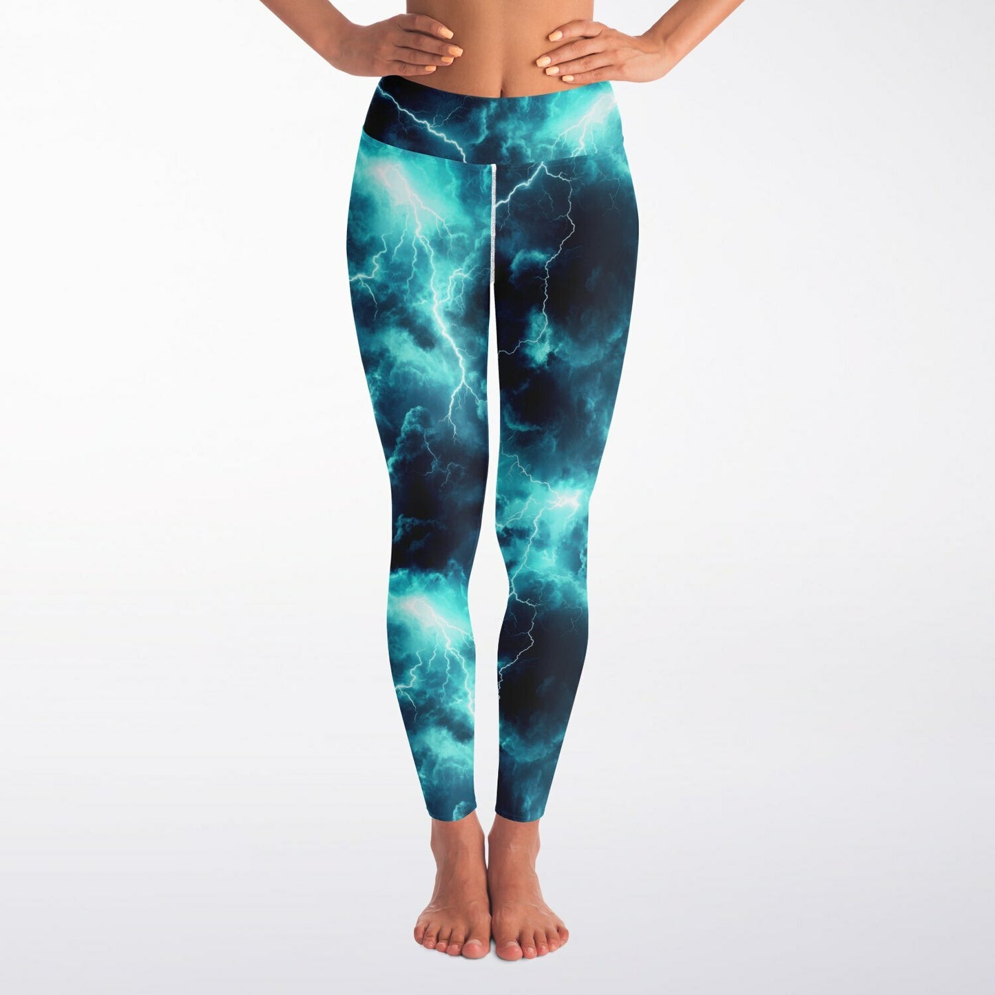 turquois lightning Yoga Leggings -