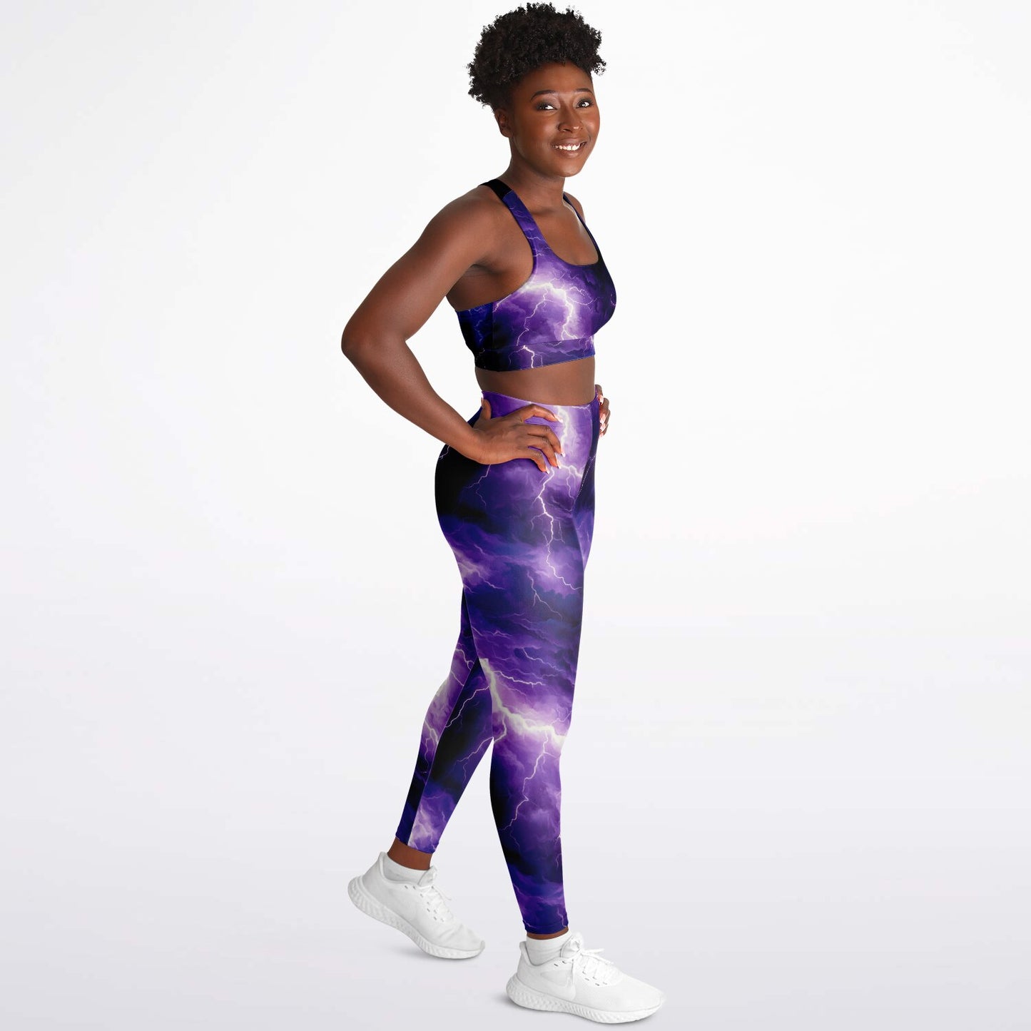 Purple Lightning Padded Sports Bra & Leggings -