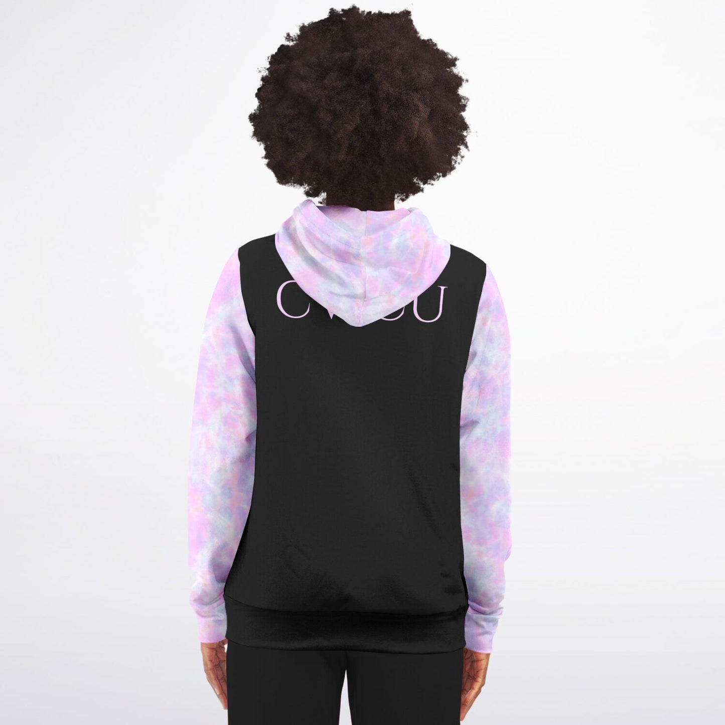 CVICU, RN, Nurse Fashion Zip-Up Hoodie - Black, purple and light blue sleeves copy