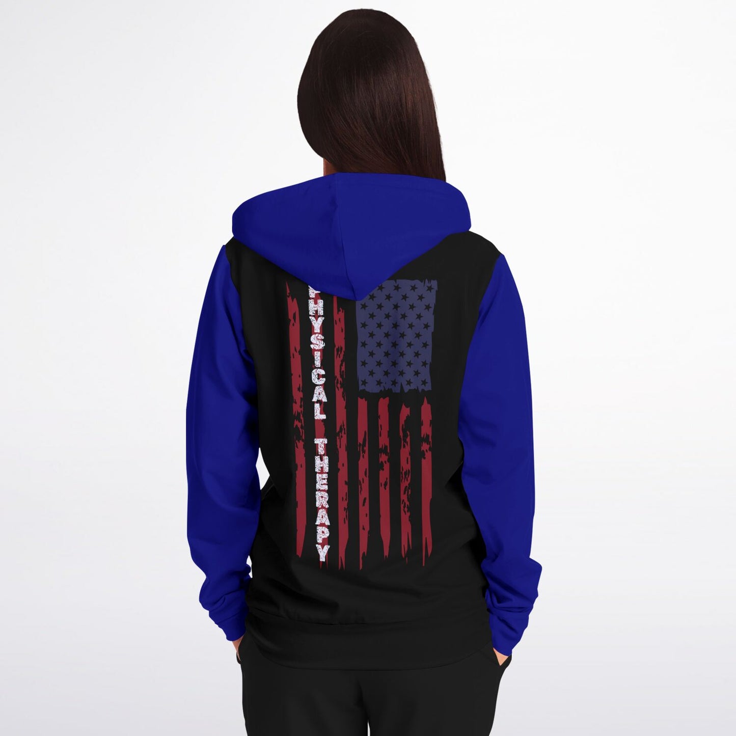 Physical Therapy US flag with Blue sleeves Fashion Zip-Up Hoodie -
