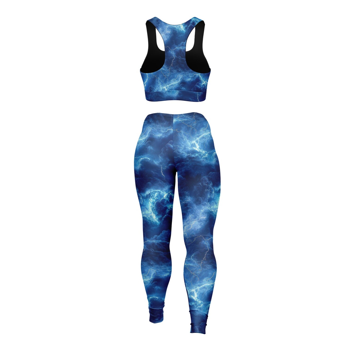 Blue Lightening Padded Sports Bra & Leggings -