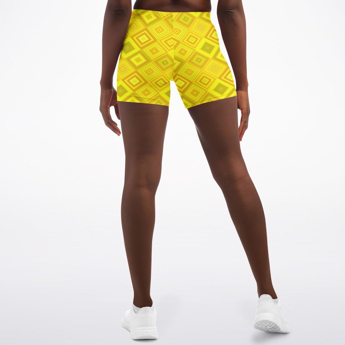 Yellow Diamond Legging Shorts - AOP