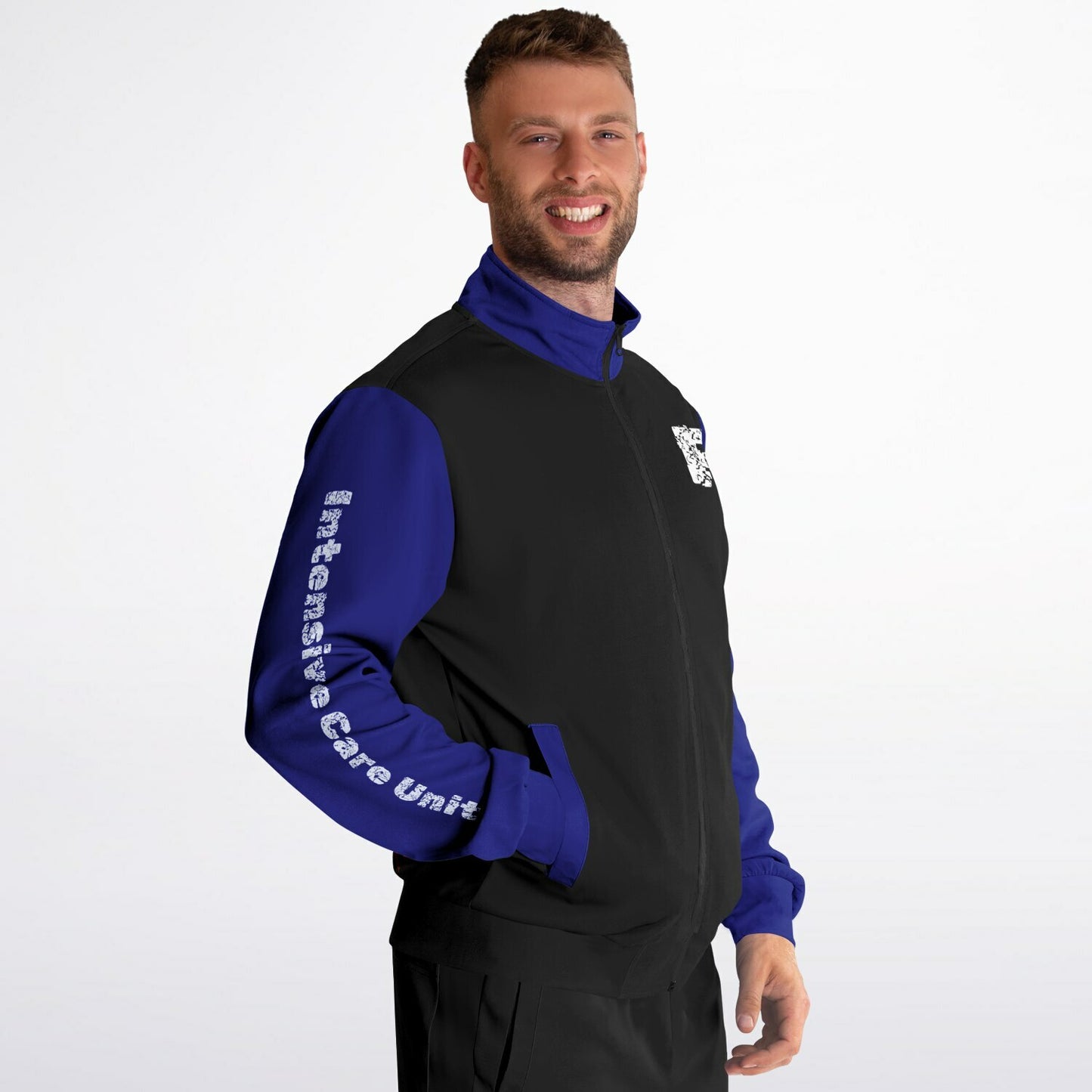 ICU Nursing, US Flag, Track Jacket - Black, Blue
