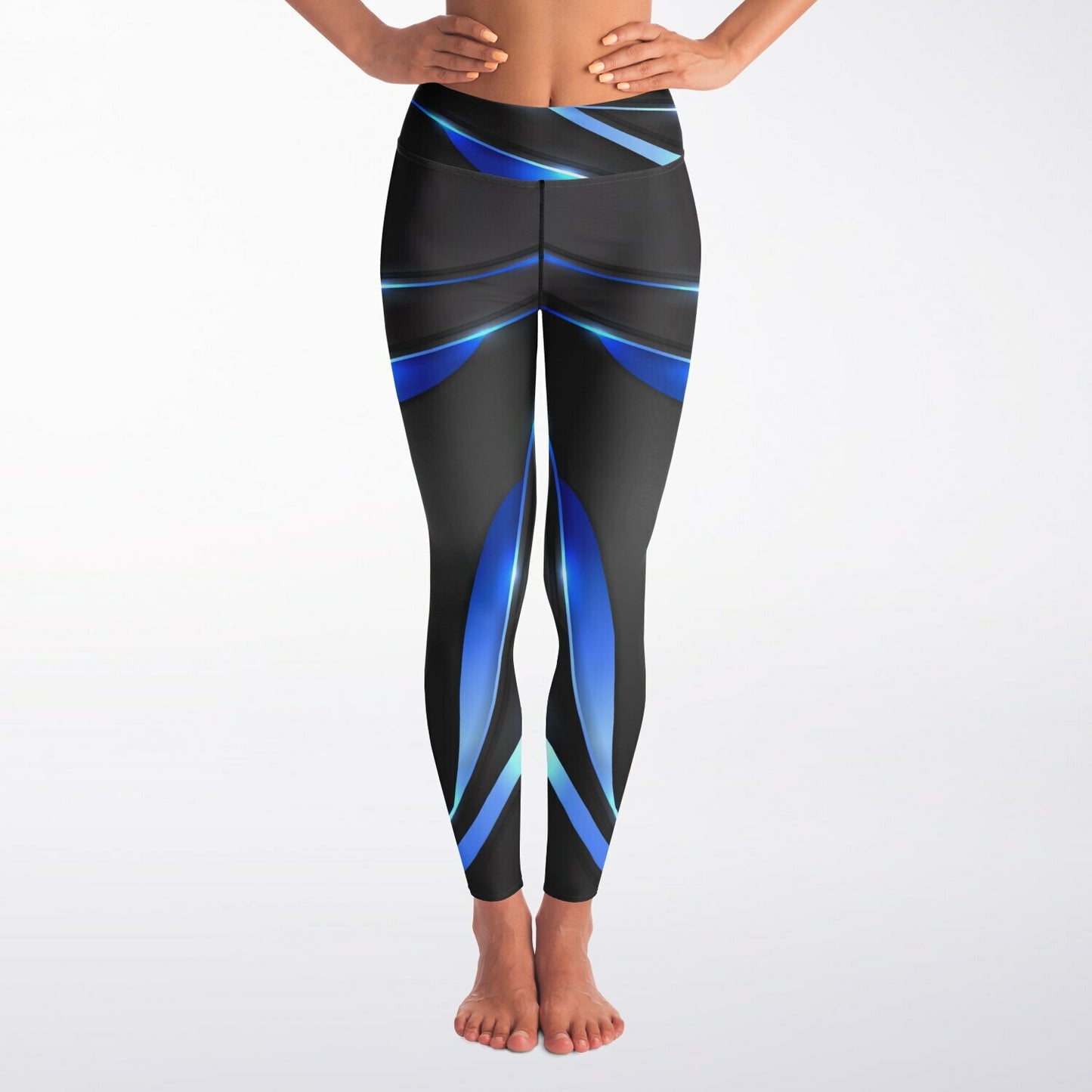 Black with Blue Yoga Leggings