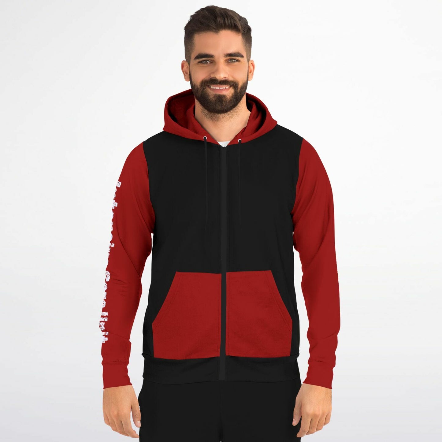 ICU Nurse Flag with Red sleeves Fashion Zip-Up Hoodie -