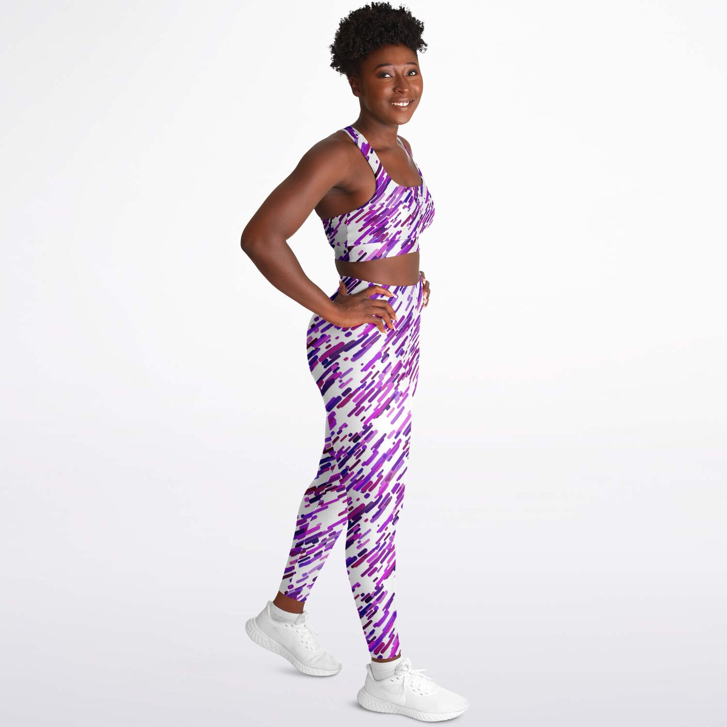 Purple abstract Padded Sports Bra & Leggings - AOP