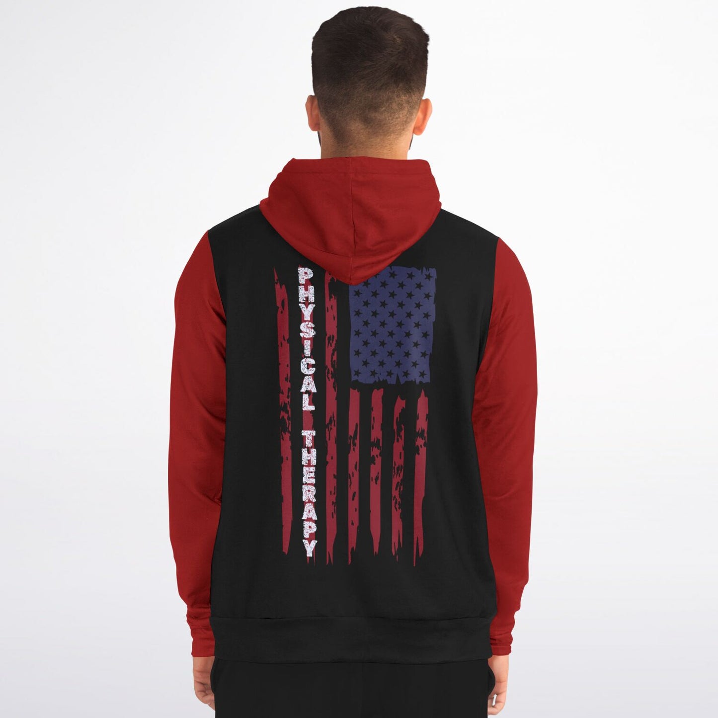 Physical Therapy US flag with Red sleeves Fashion Zip-Up Hoodie -