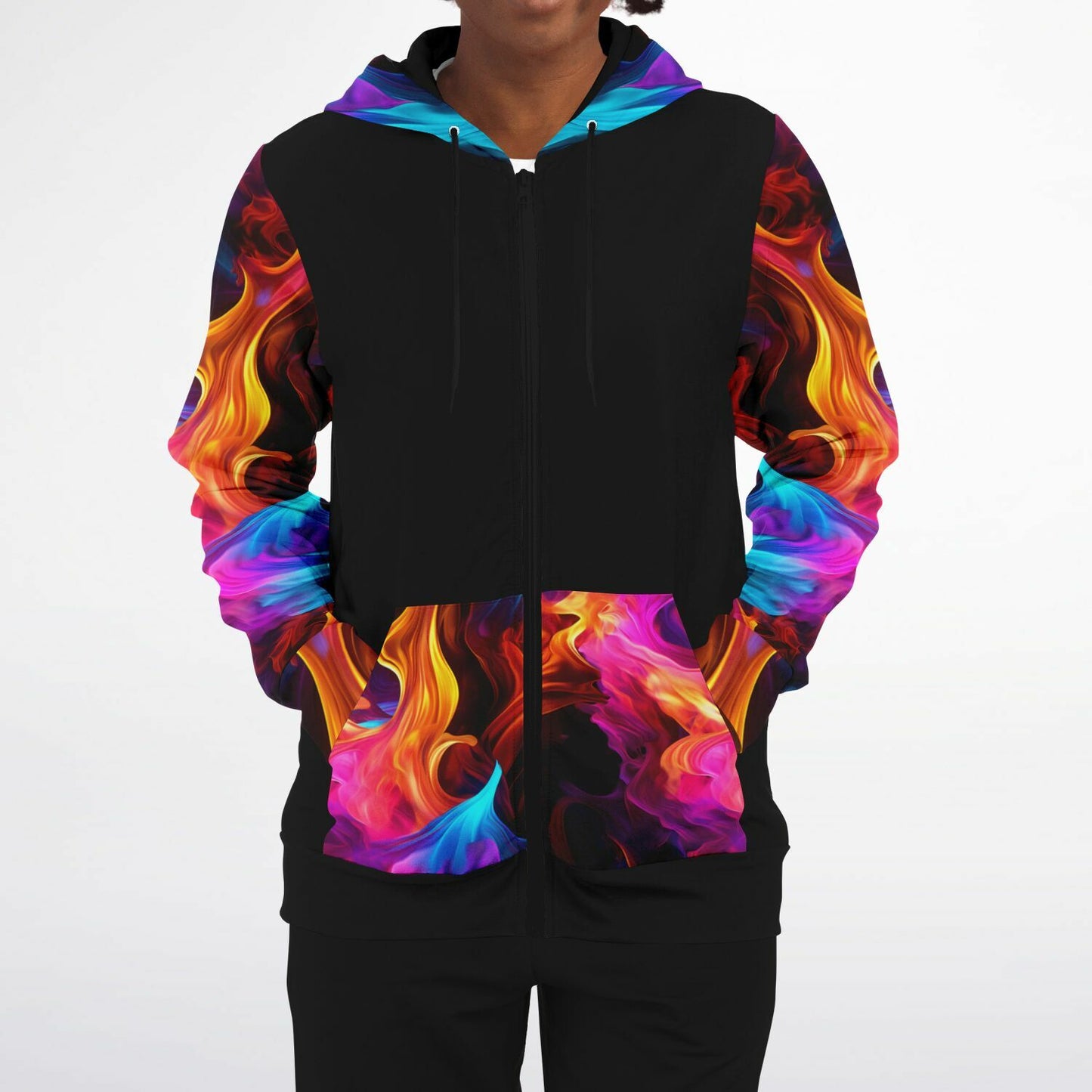 Fire and Ice Zip-Up Hoodie - AOP