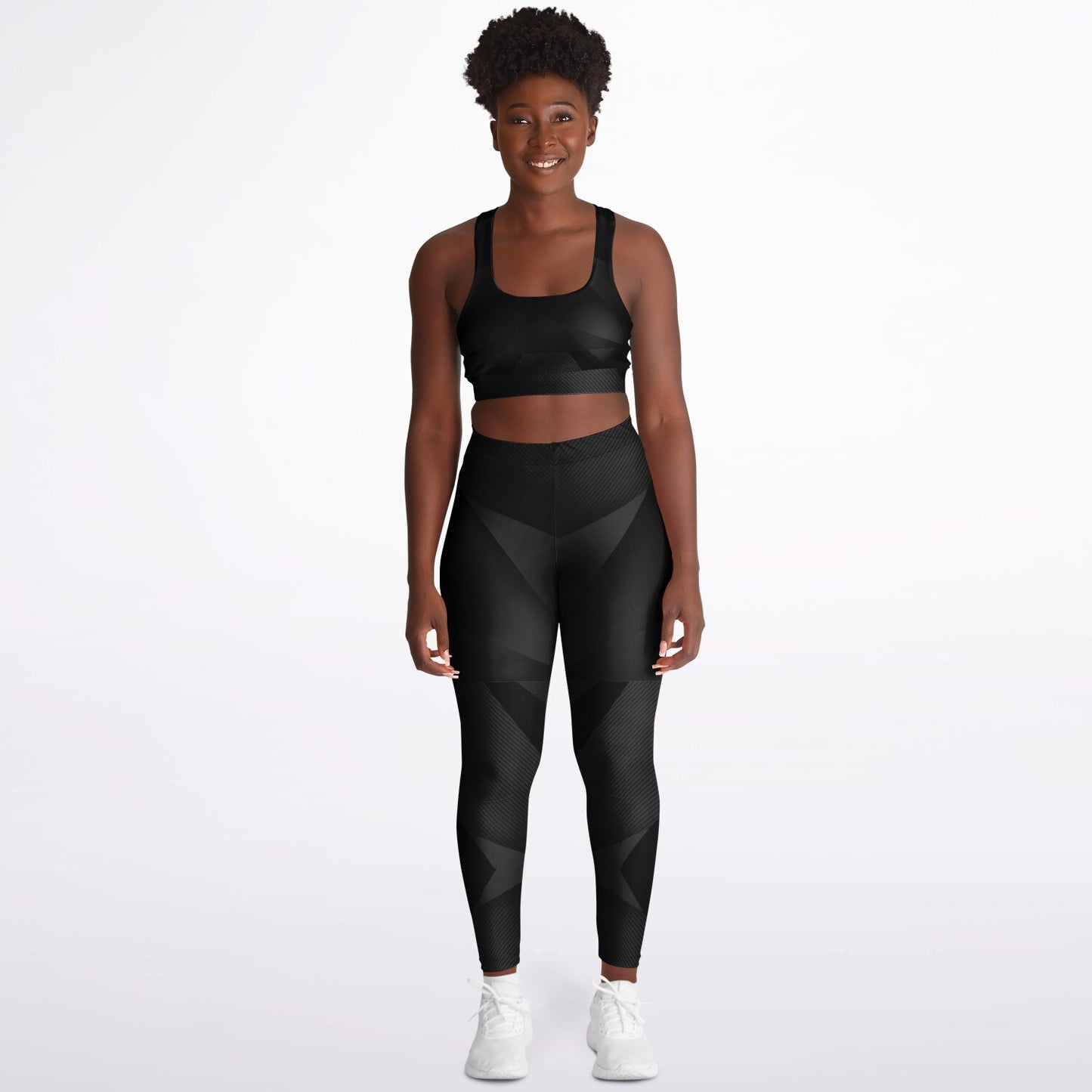 Black carbon Arrow Padded Sports Bra & Leggings -