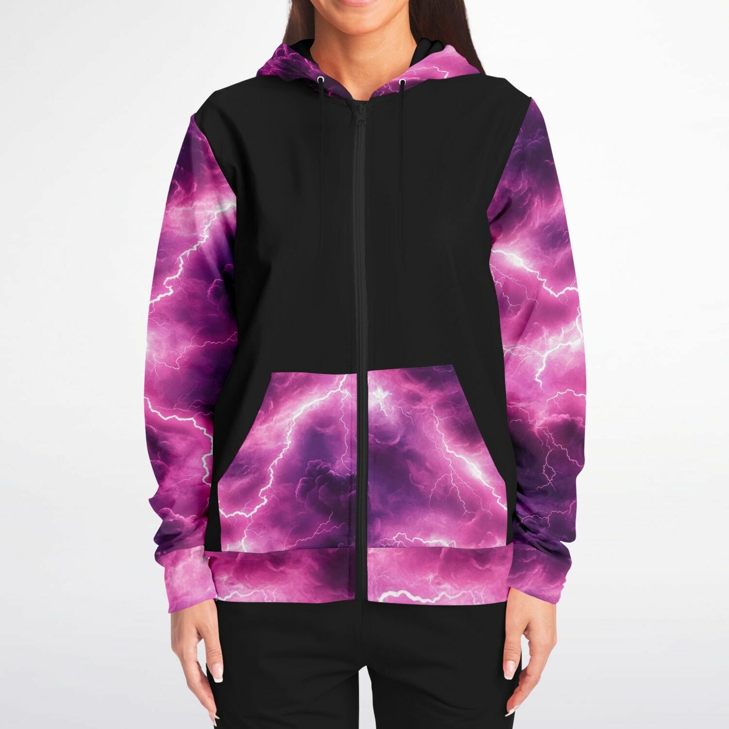 Pink lightning Fashion Zip-Up Hoodie -