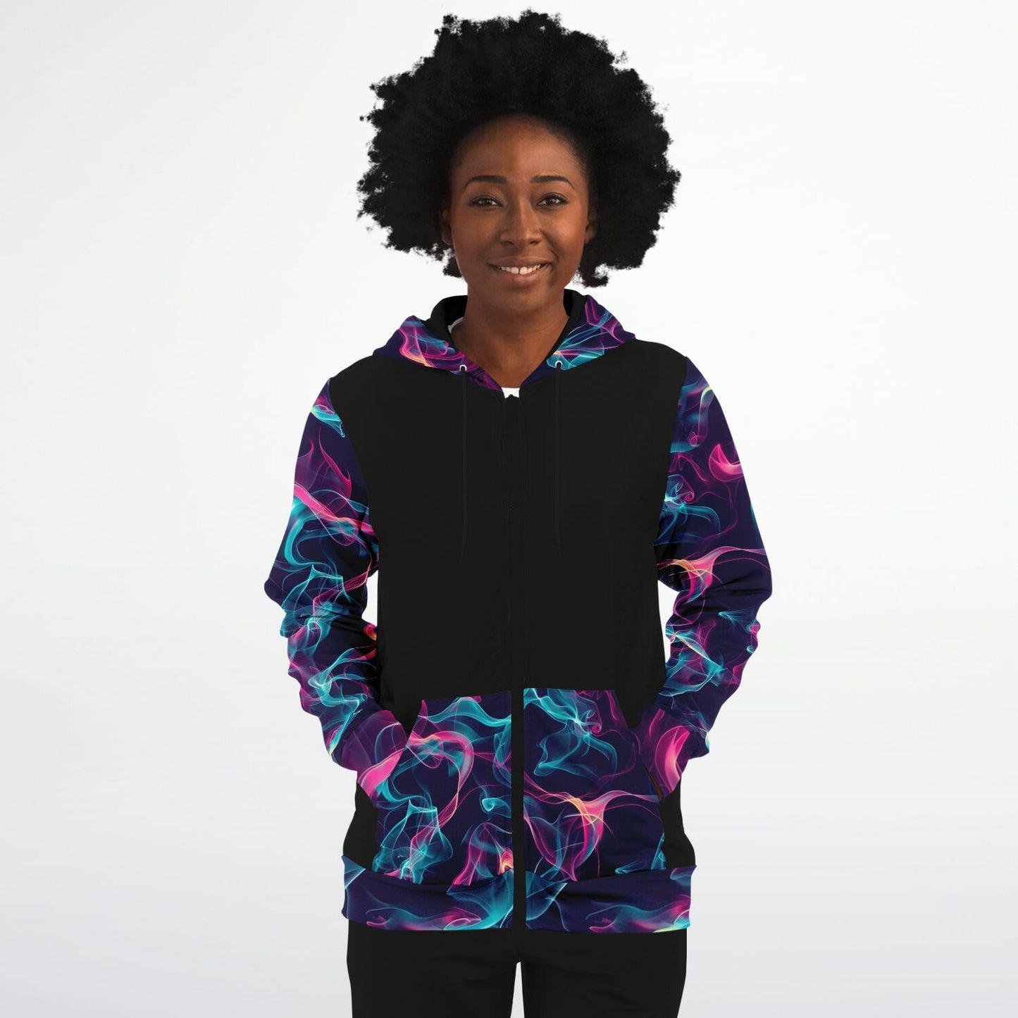 Neon smoke 3 Fashion Zip-Up Hoodie -