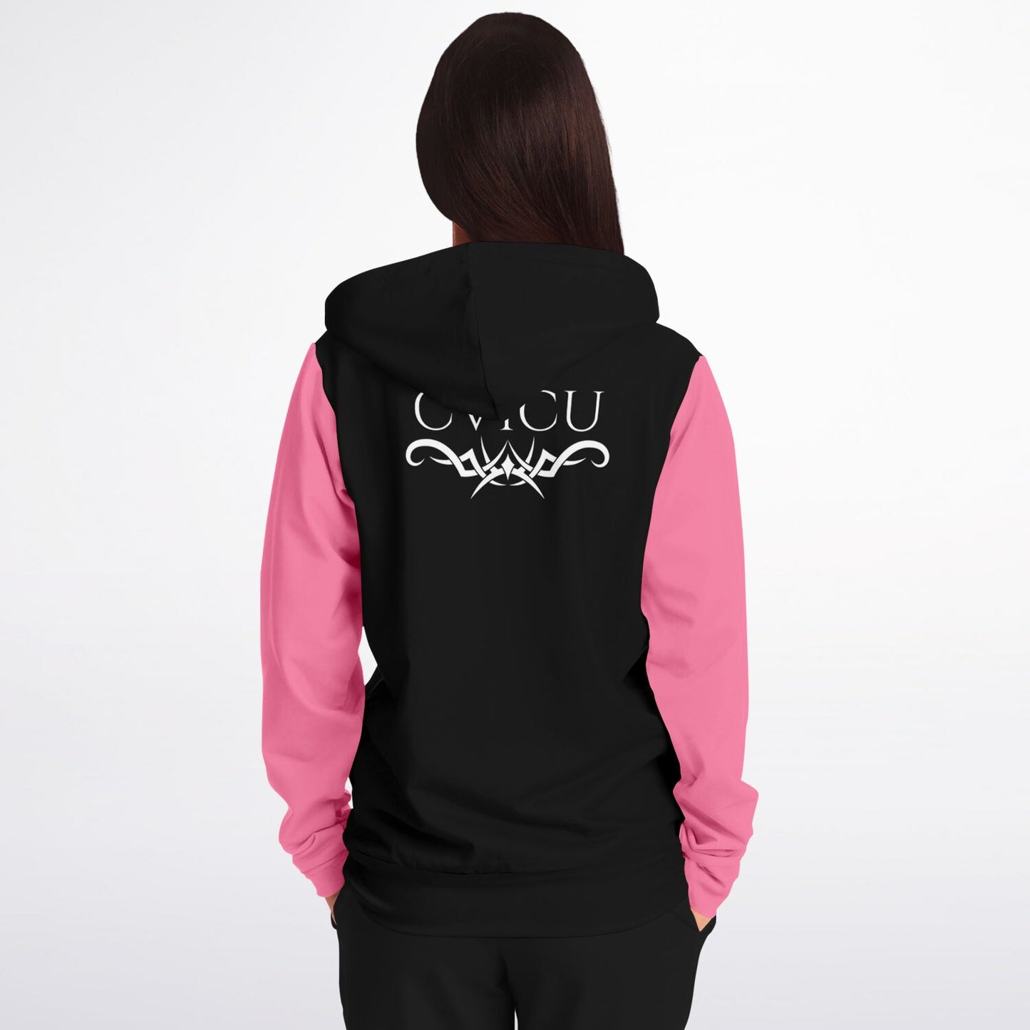 RN, CVICU, Nursing, Fashion Zip-Up Hoodie - Black and Pink