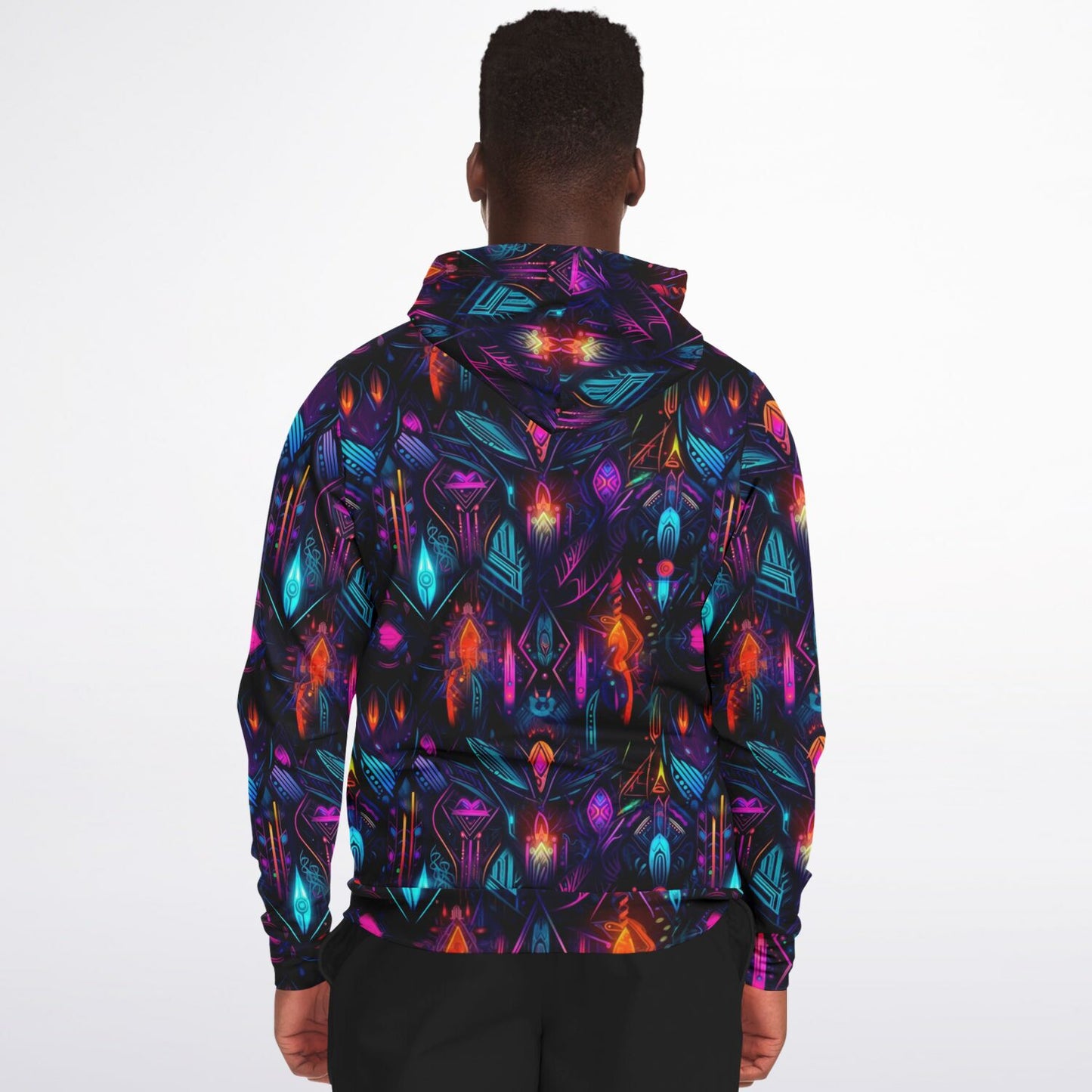 Neon Lights Zip-Up Hoodie - AOP D4