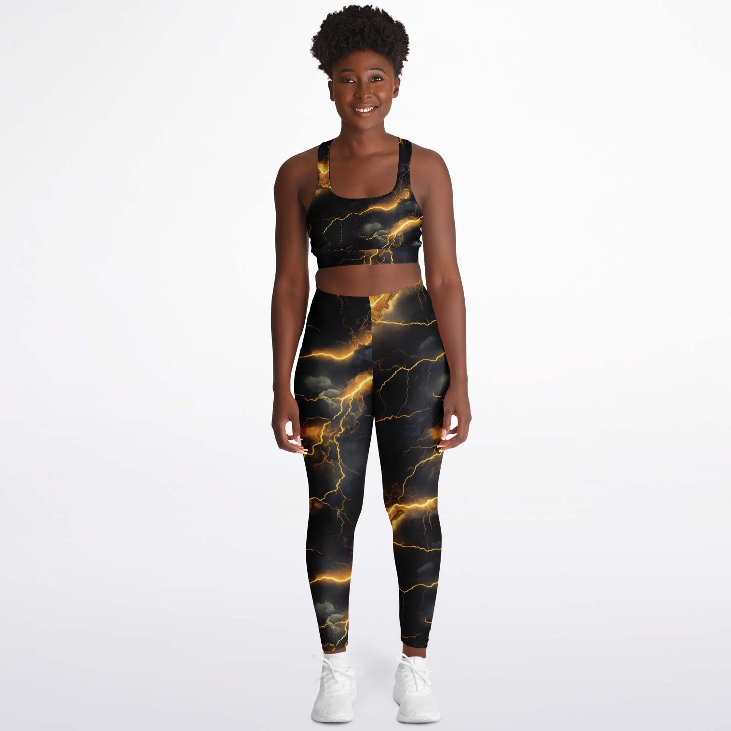 Gold Lightning Padded Sports Bra & Leggings -