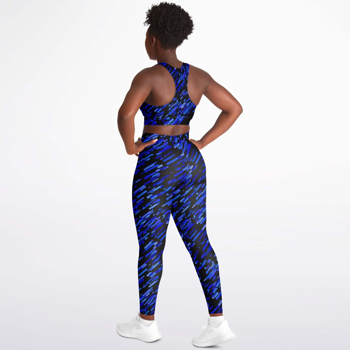 Blue abstract Padded Sports Bra & Leggings - AOP