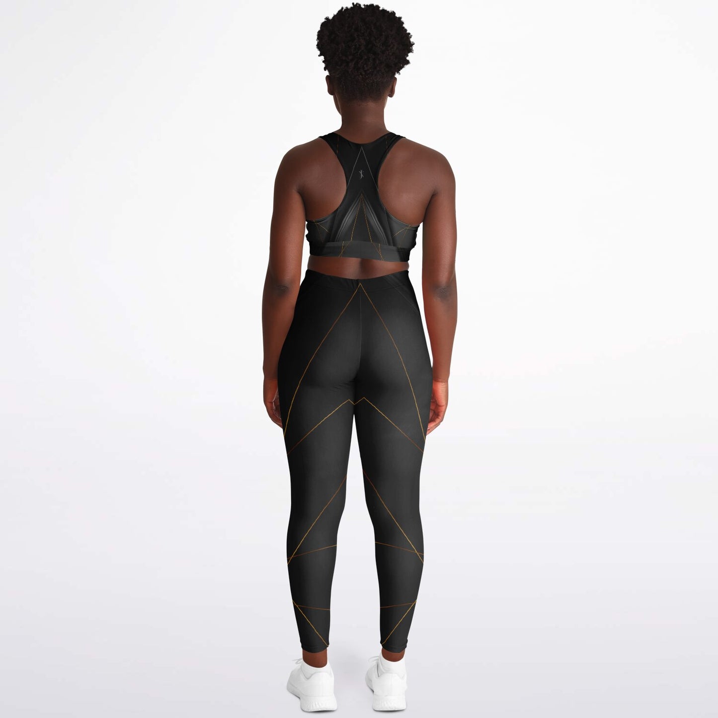 Black with Gray Padded Sports Bra & Leggings -