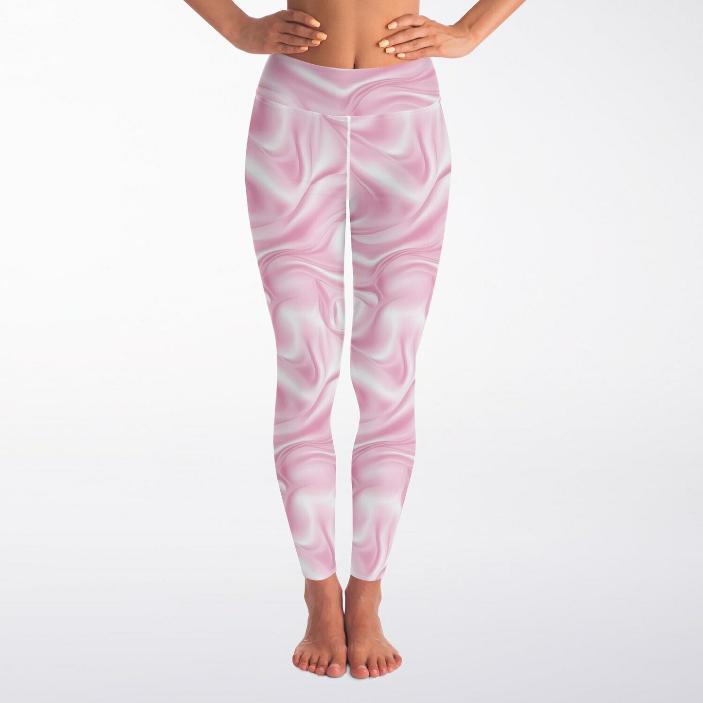 Pink Silk Yoga Leggings - AOP