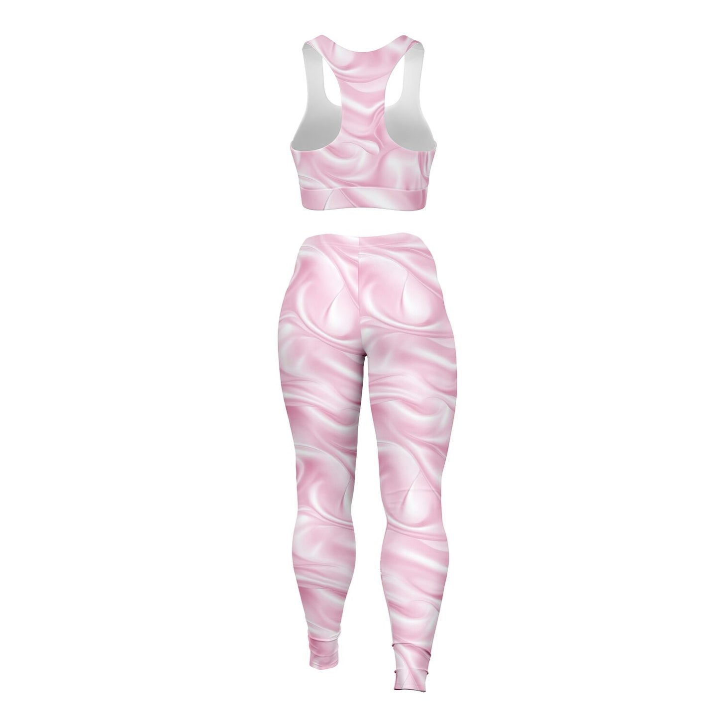 Pink silk Padded Sports Bra & Leggings - AOP