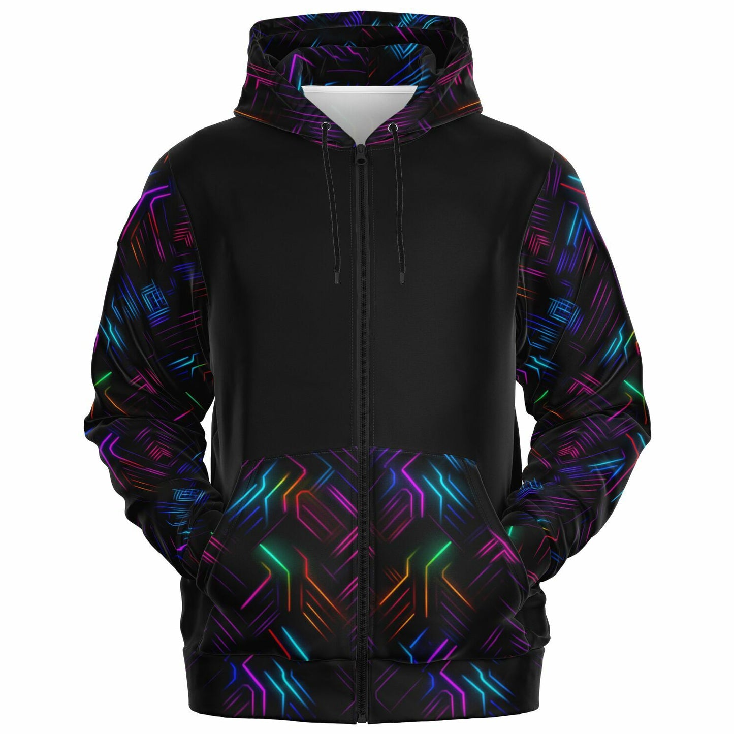 Neon Lights Zip-Up Hoodie - AOP D3