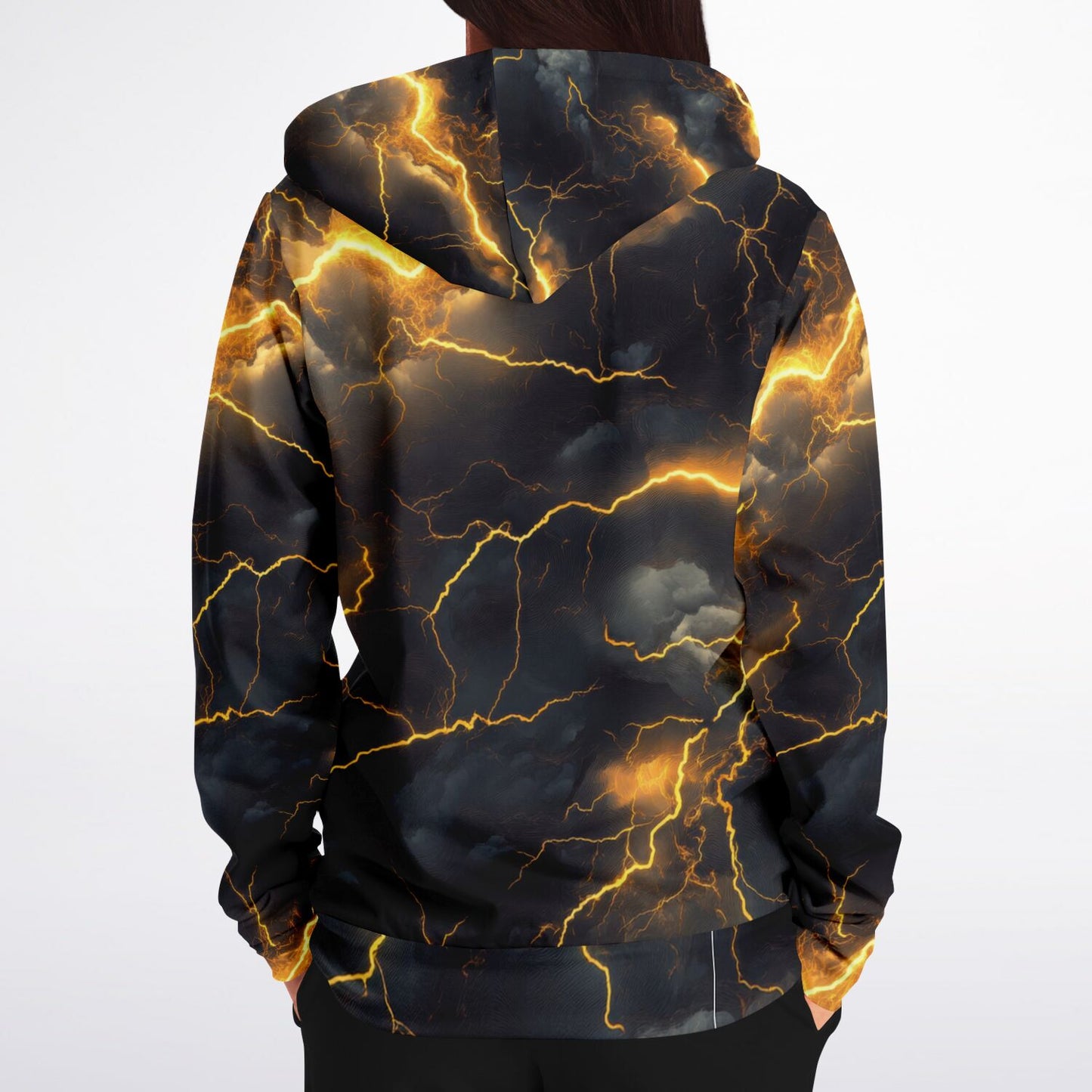Gold Lightning Fashion Zip-Up Hoodie -