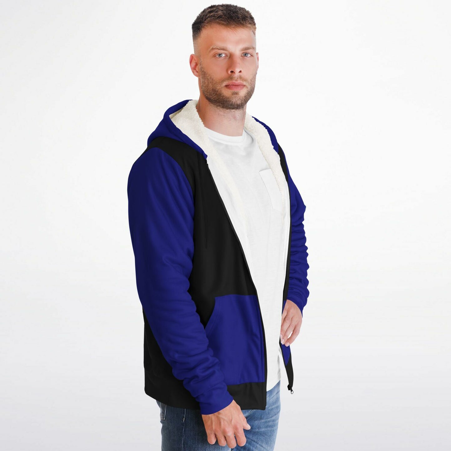 Nurse with US flag, Black and Blue Microfleece Zip-hoodie -