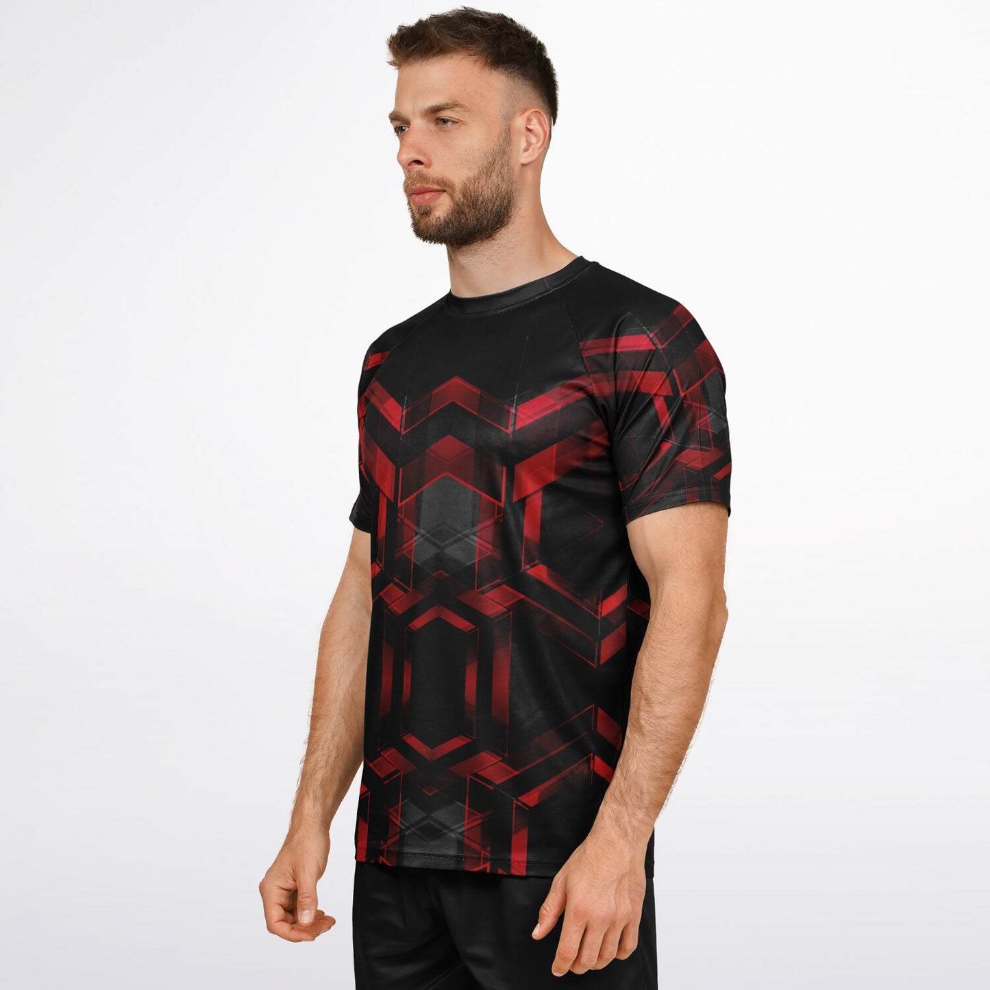 Black with Red pattern Men's Active Wear Jersey