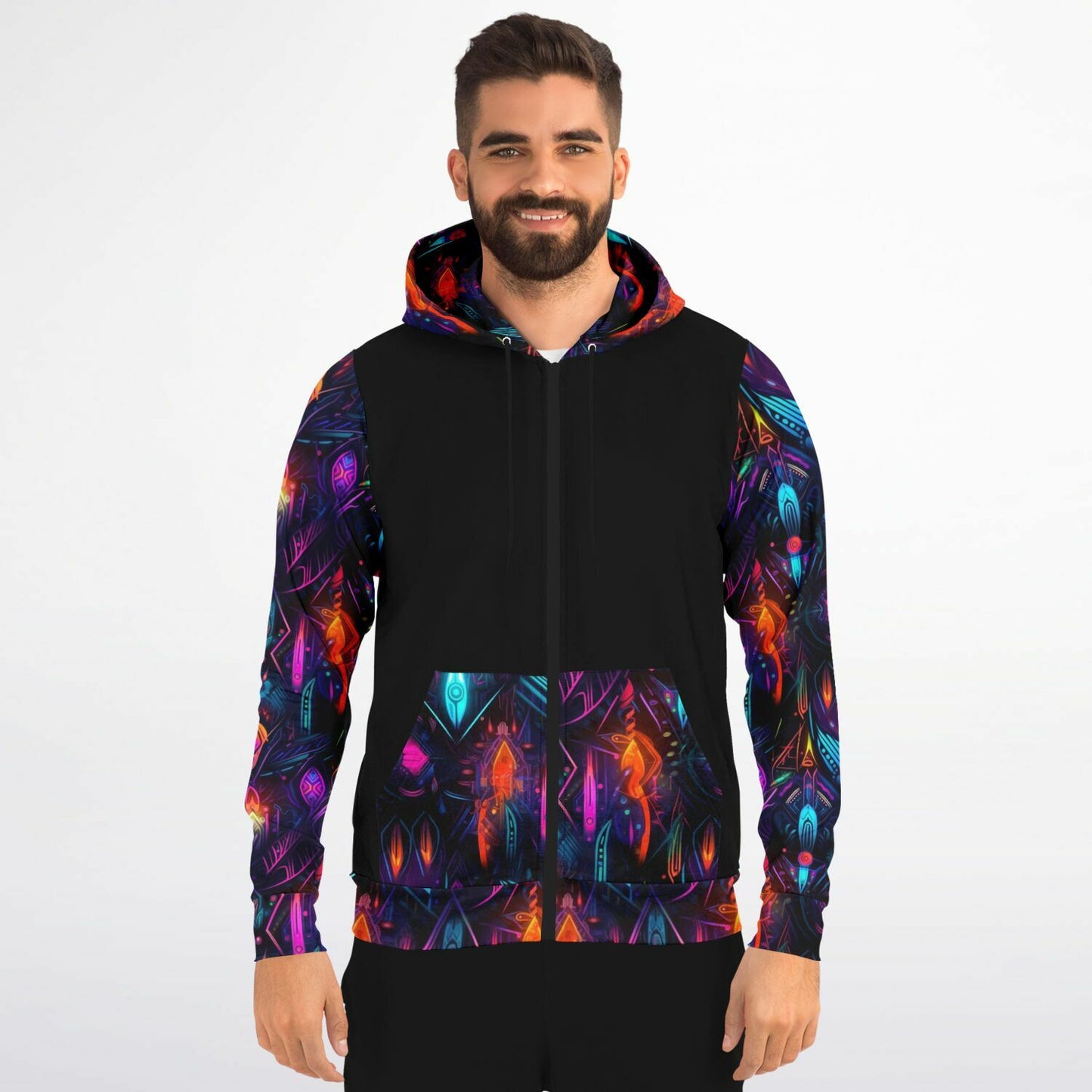 Neon Lights Zip-Up Hoodie - AOP D4