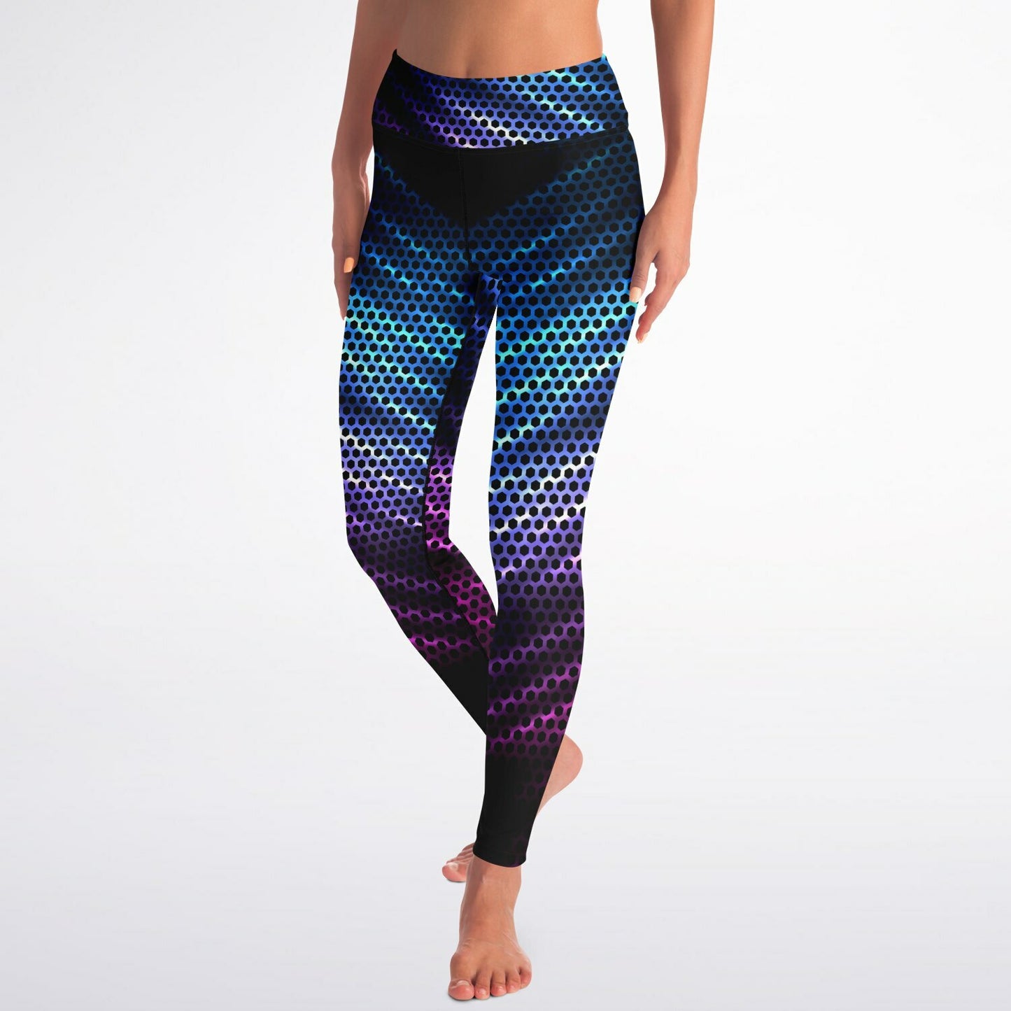 Black Carbon with Purple and Blue Yoga Leggings