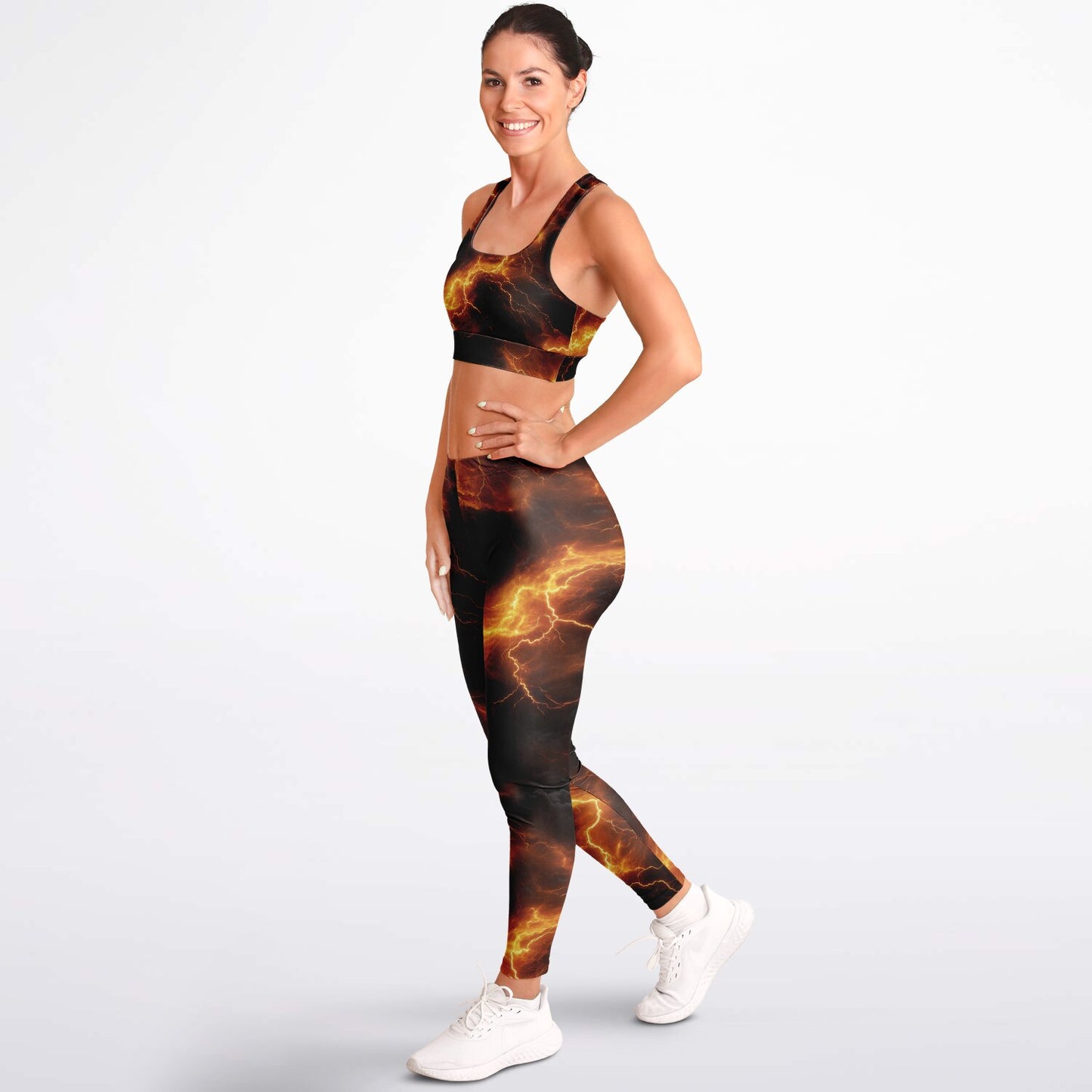 Yellow Lightning Padded Sports Bra & Leggings -