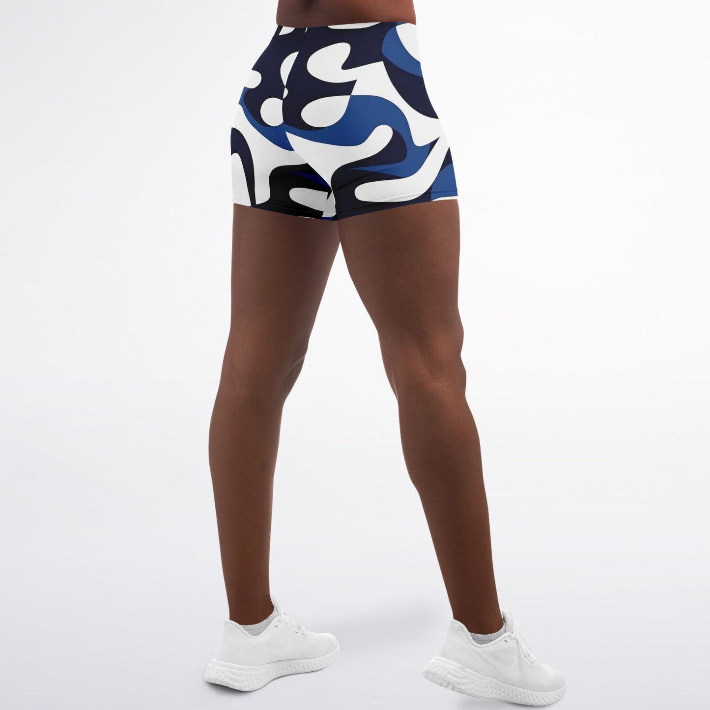 Blue and white Legging Shorts - AOP
