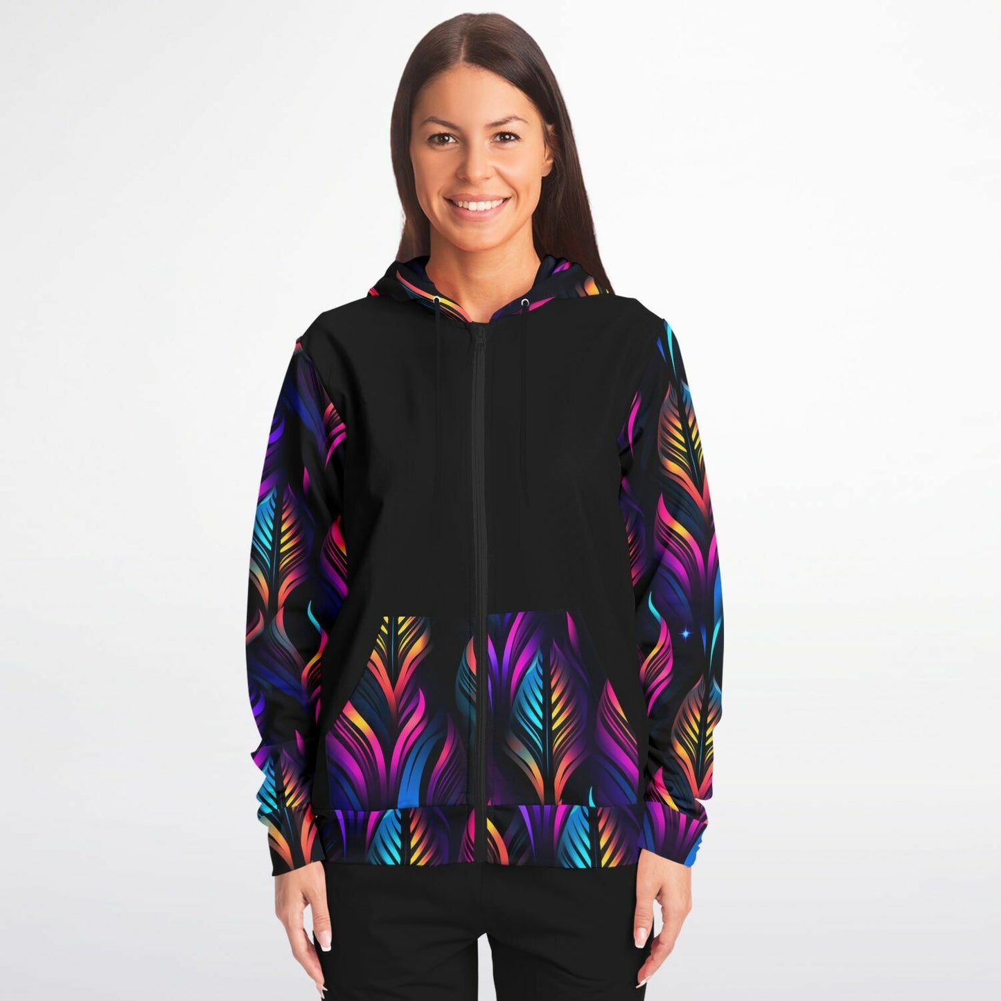 Neon Lights Fashion Zip-Up Hoodie - AOP D1