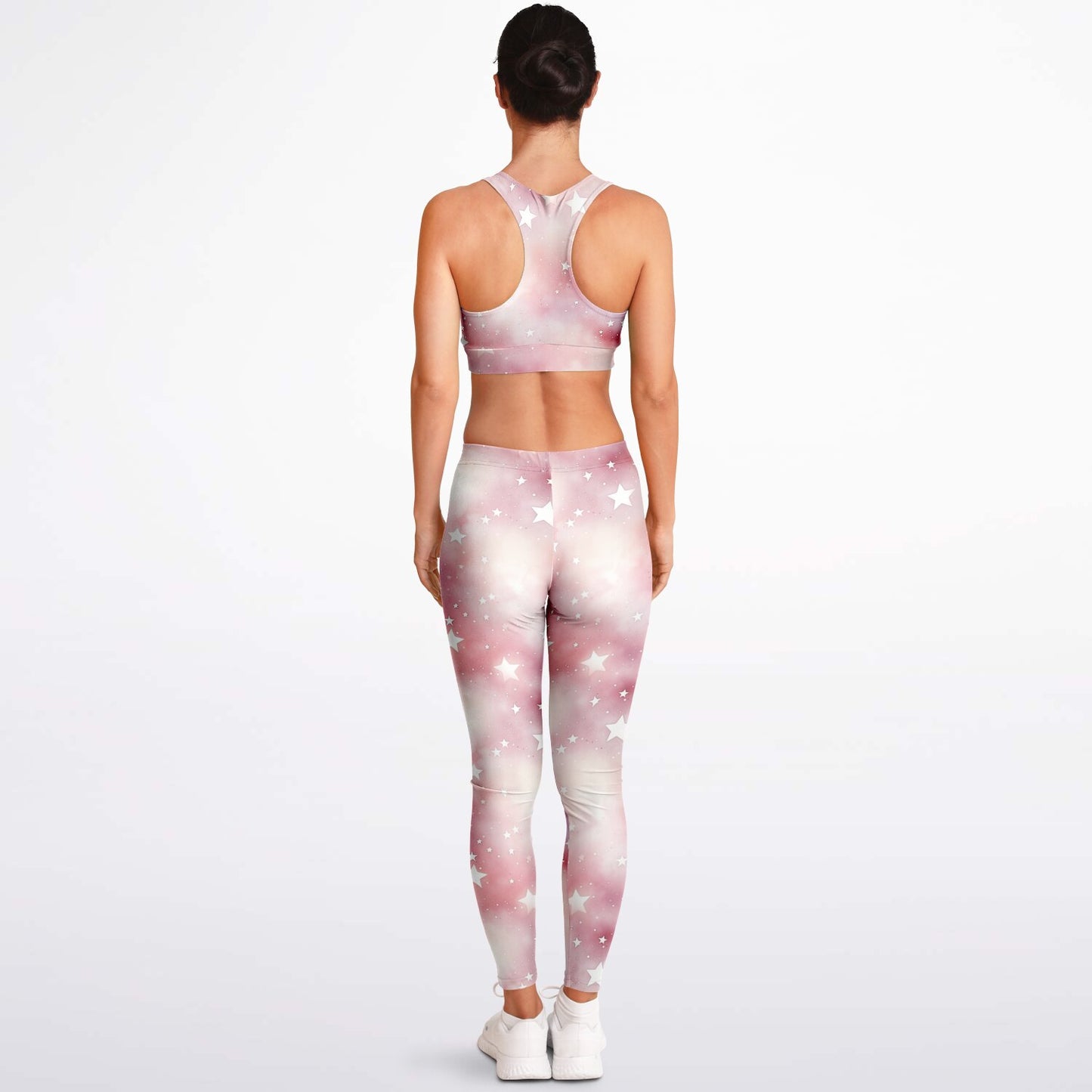 Pink stars Padded Sports Bra & Leggings - AOP