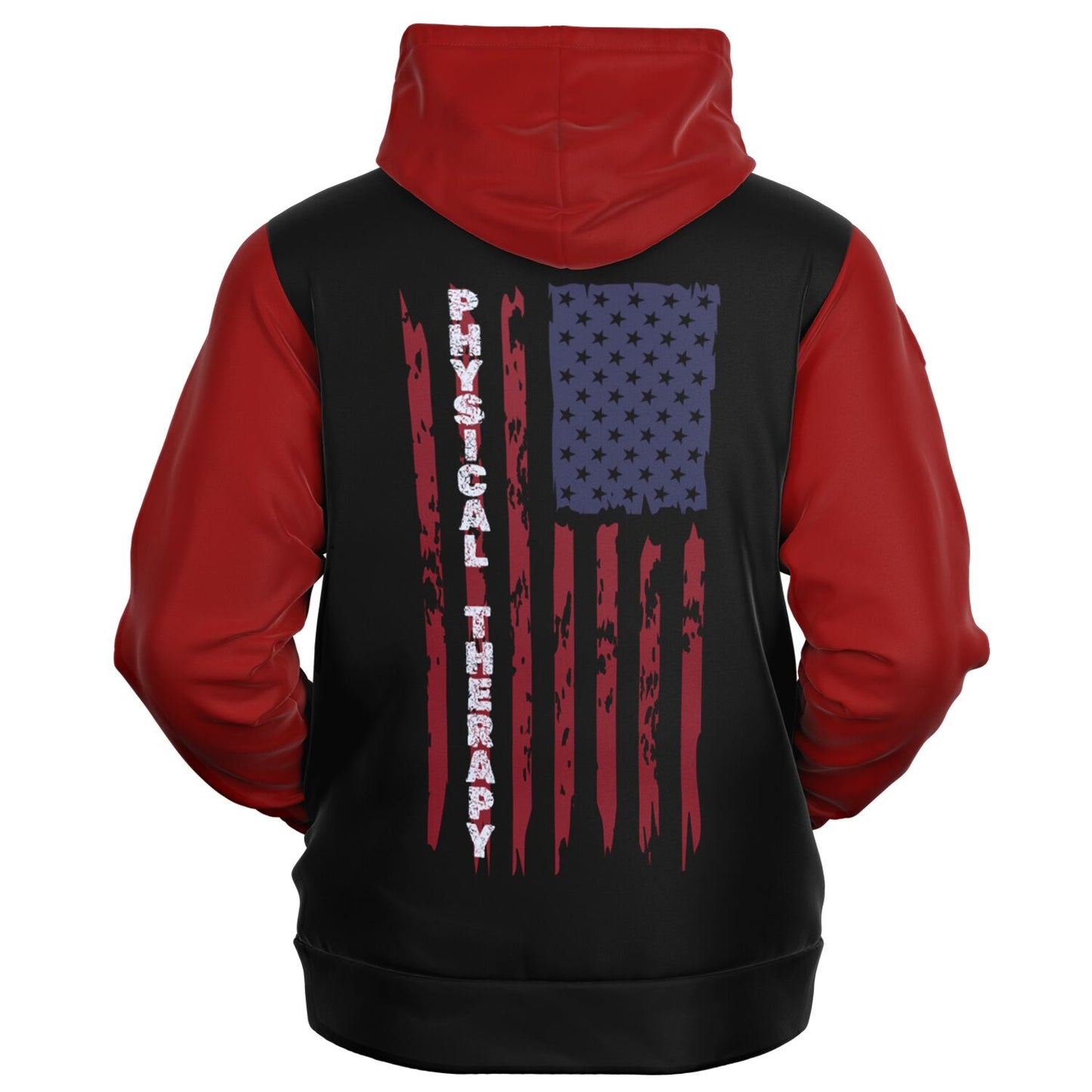 Physical Therapy US flag with Red sleeves Fashion Zip-Up Hoodie -