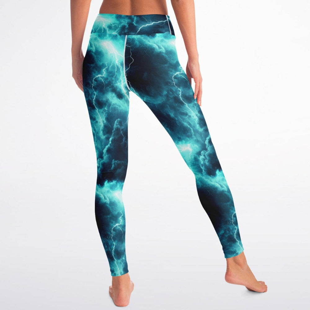 turquois lightning Yoga Leggings -