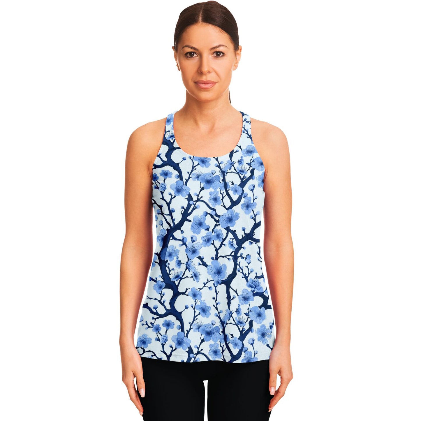 White with blue poplar tree Racerback Tank Top - AOP