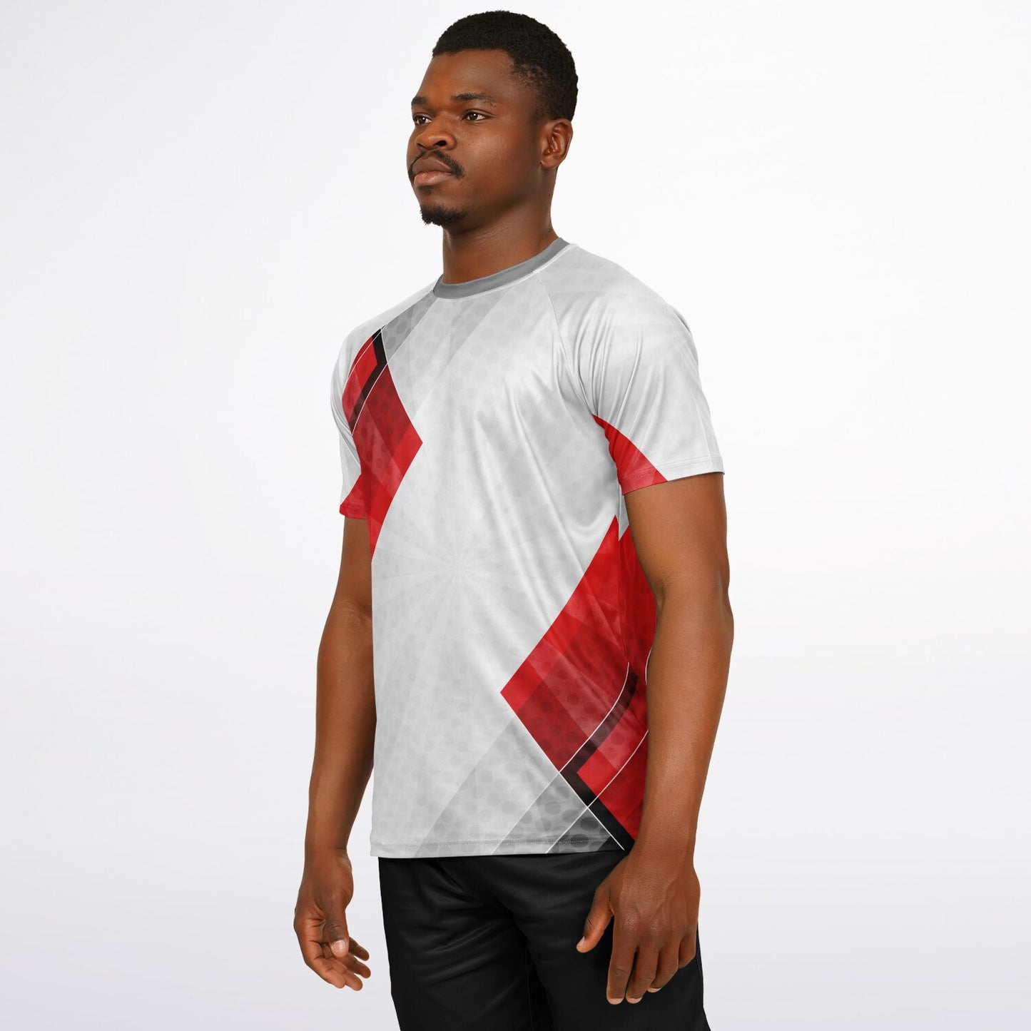 Silver and Red Men's Active Wear Jersey