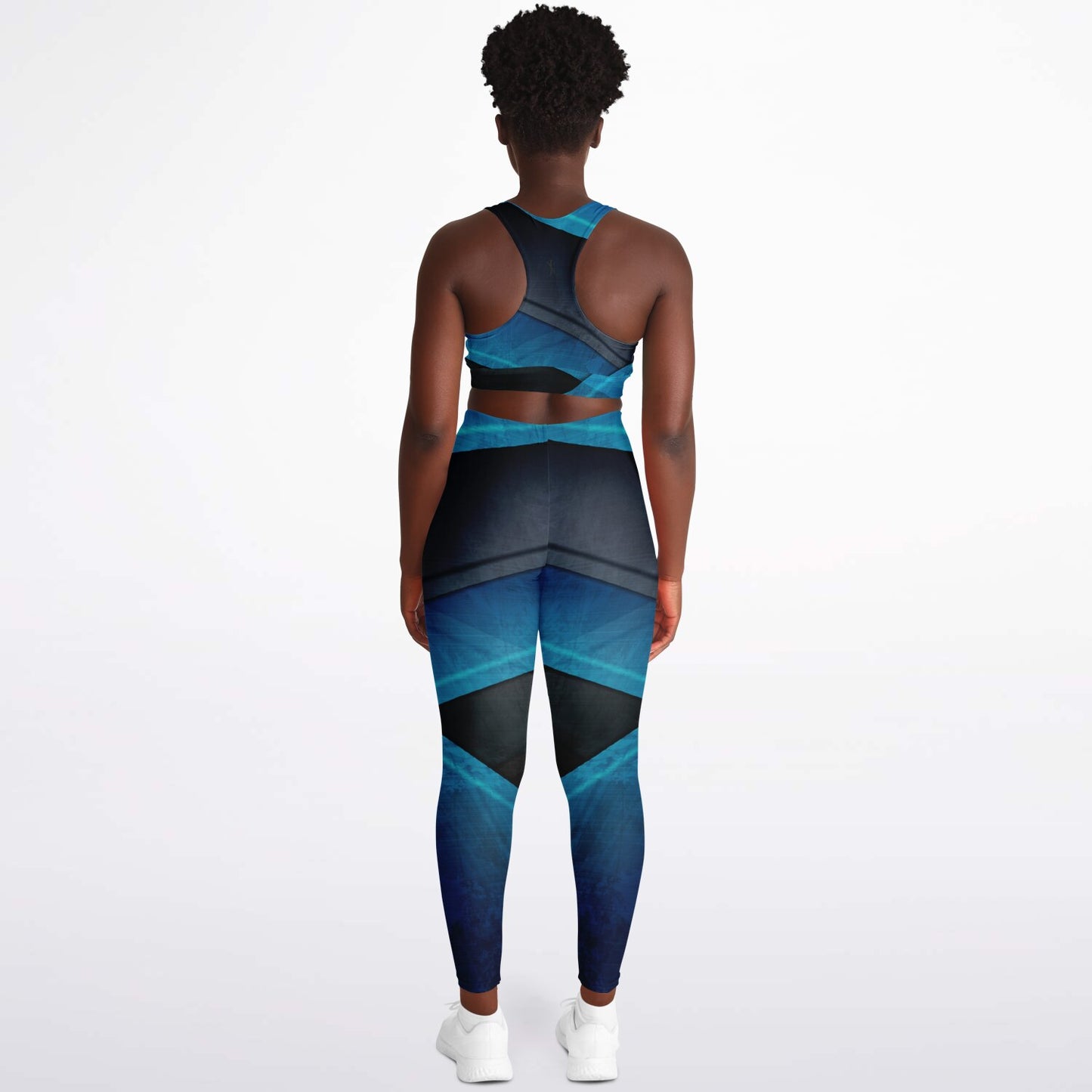 Black and turquois Padded Sports Bra & Leggings -