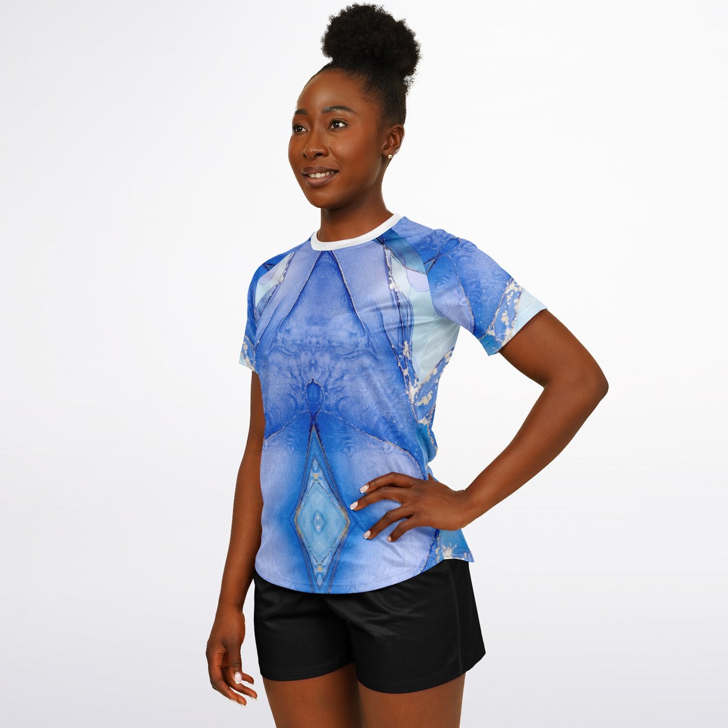 Women's Active Top - Blue and white