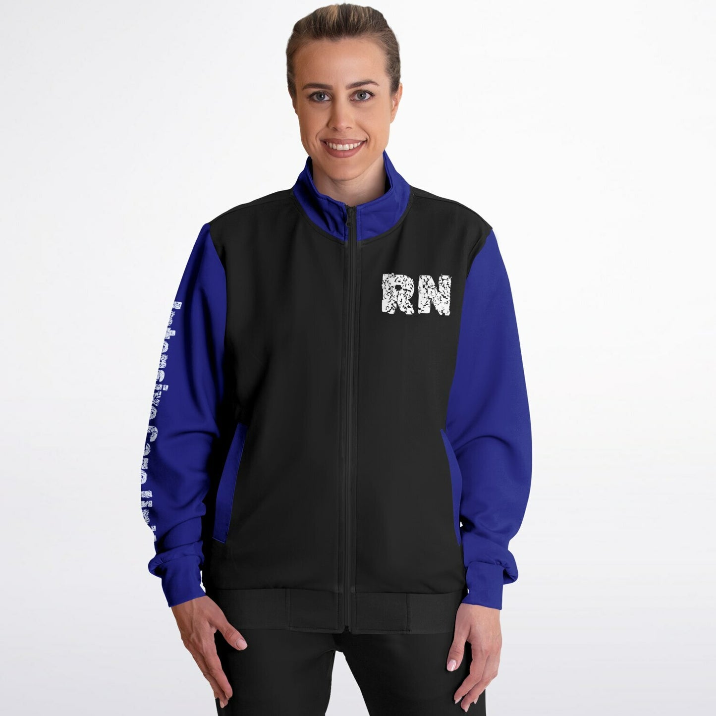 ICU Nursing, US Flag, Track Jacket - Black, Blue
