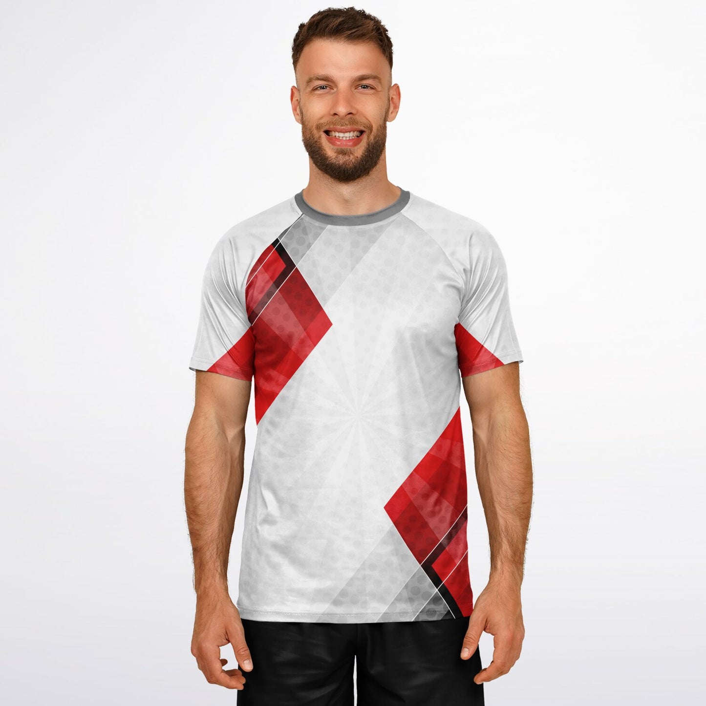 Silver and Red Men's Active Wear Jersey