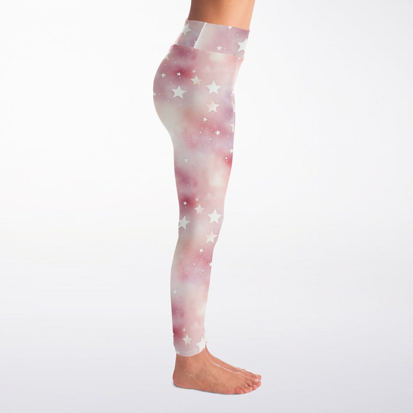 Pink Star Yoga Leggings - AOP