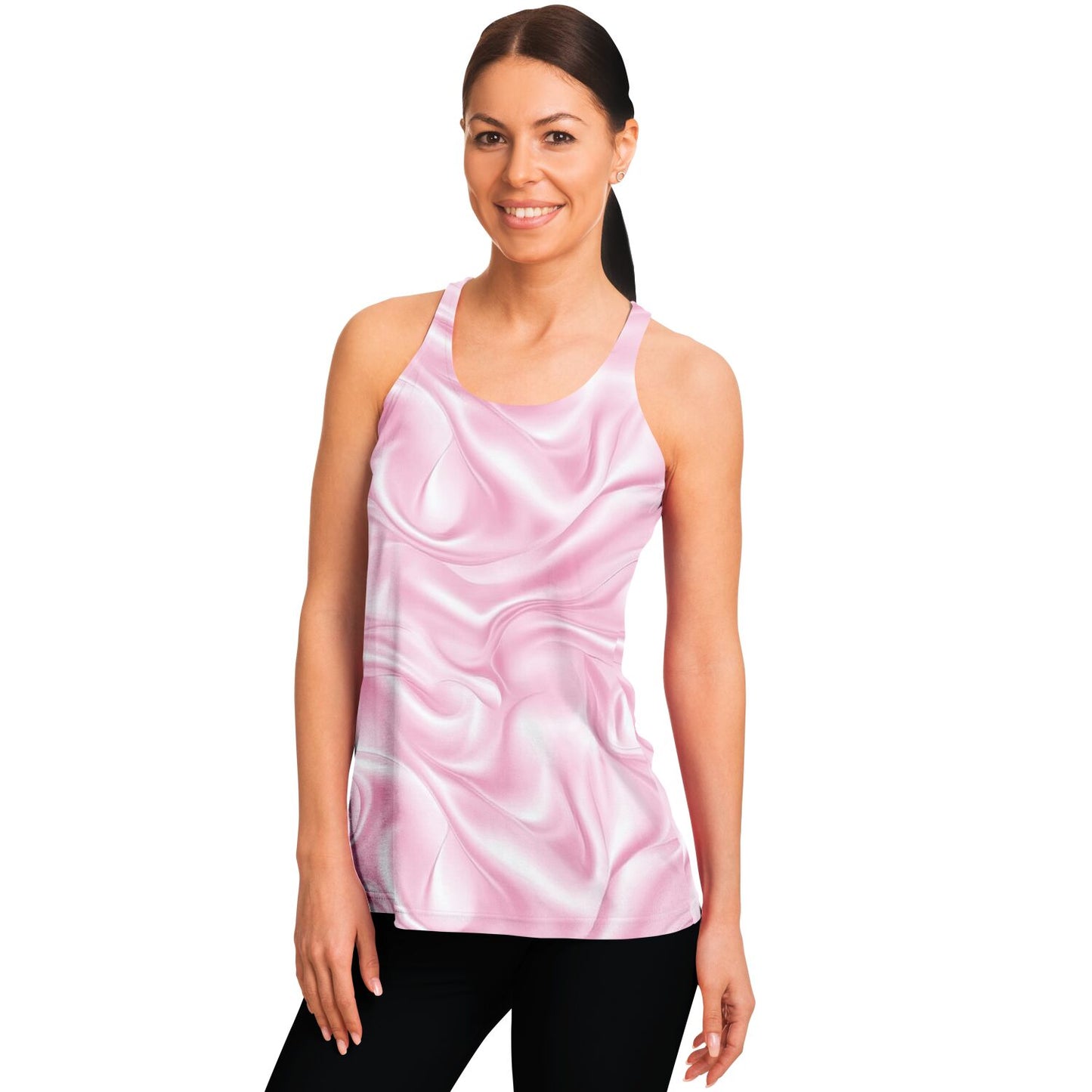 Pink Silk Racerback Tank Top - AOP