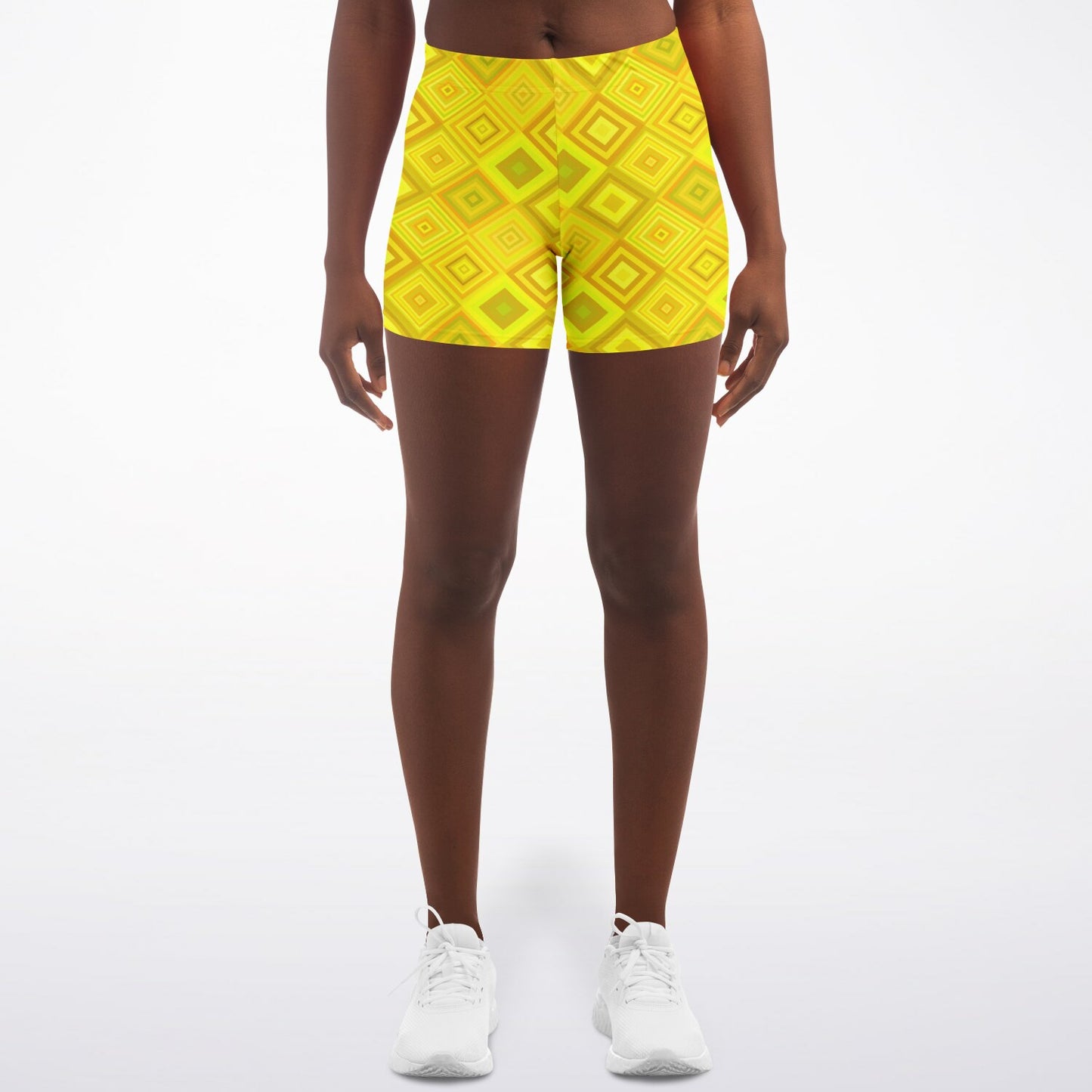 Yellow Diamond Legging Shorts - AOP