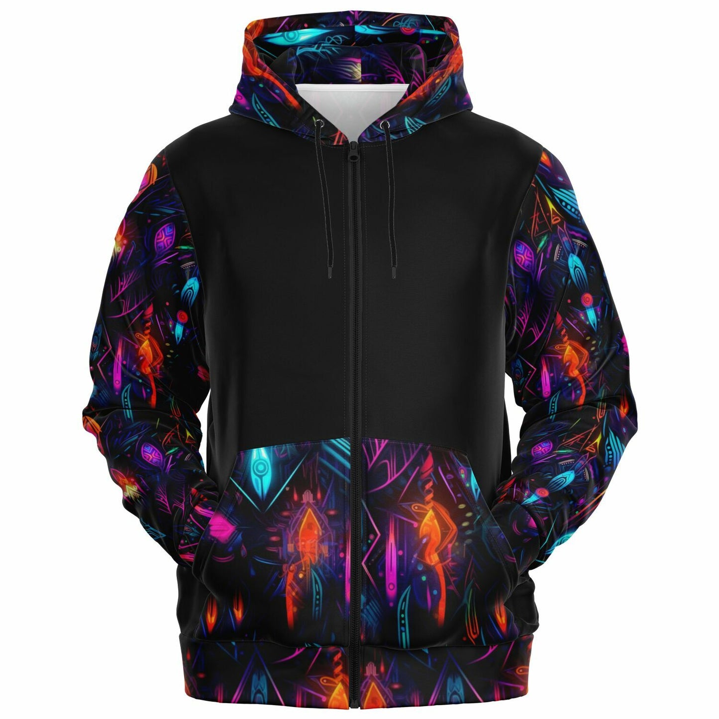 Neon Lights Zip-Up Hoodie - AOP D4