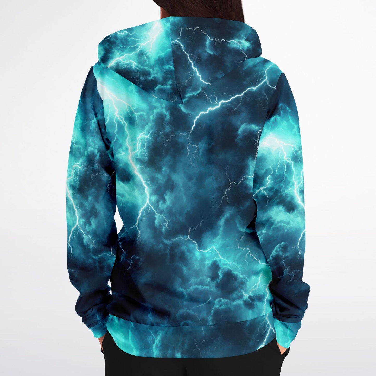 Turquoise Lightning Fashion Zip-Up Hoodie -