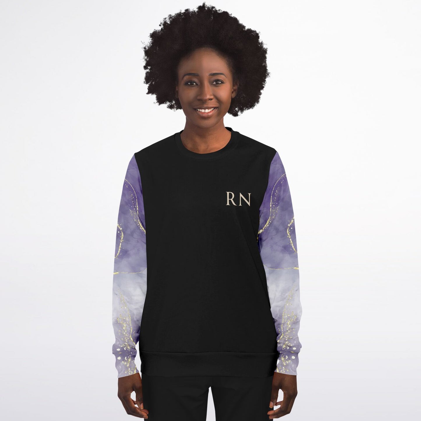 RN Crew Sweatshirt - Black, Dark Purple with gold- Gold text