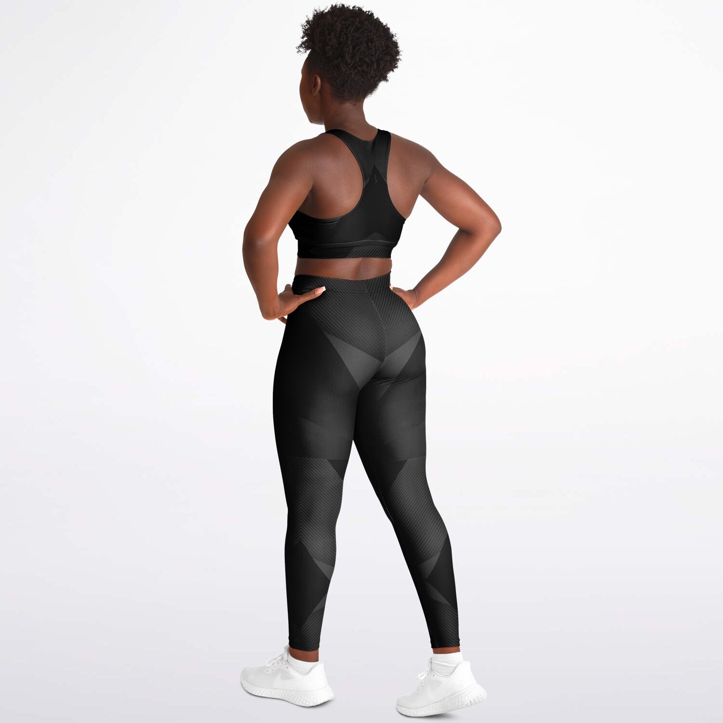 Black carbon Arrow Padded Sports Bra & Leggings -