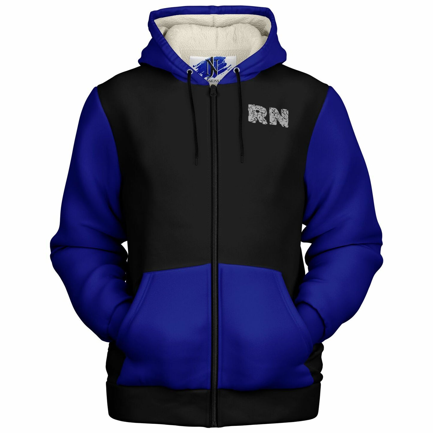 Nurse with US flag, Black and Blue Microfleece Zip-hoodie -